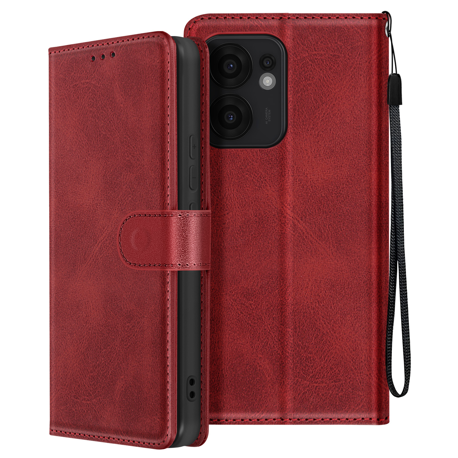 BellaCase Custodia a Portafoglio in Pelle Premium Oppo Reno 11 5G [Slot per schede] [Cavalletto] [Fibbia Magnetica] Cover Oppo Reno 11 5G Smartphone ( Nero