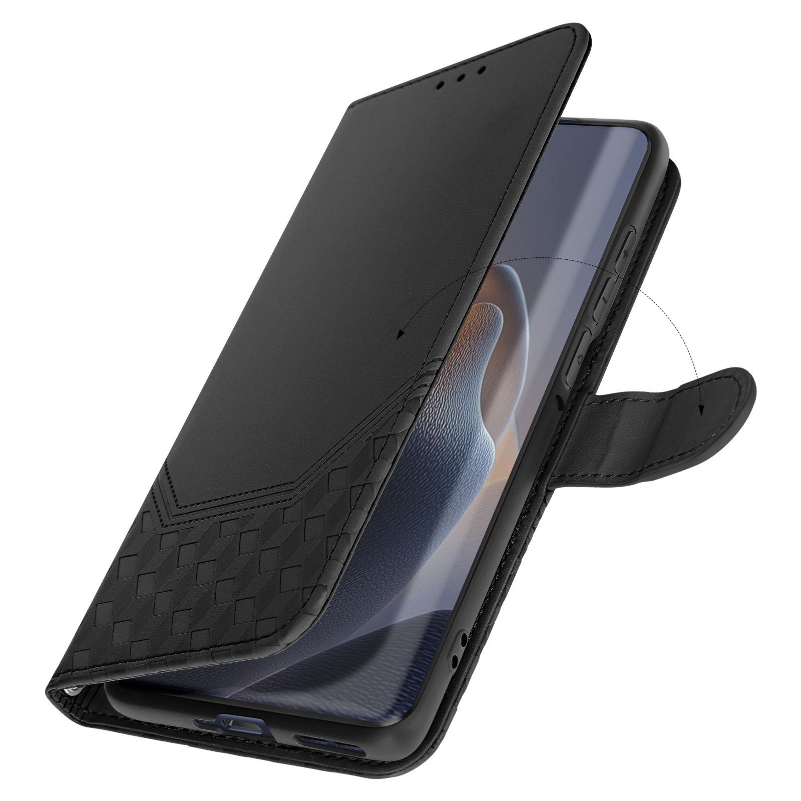 Cover SEAHAI In Pelle Per Motorola Edge 30 Fusion – Custodia Portafoglio Con Slot Per Carte E Chiusura Magnetica | Antiurto, Morbida TPU, Supporto – Nero - 5