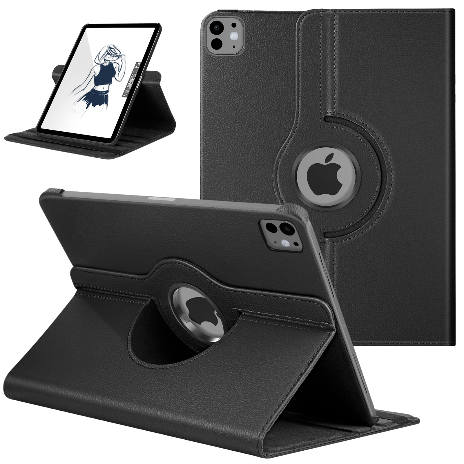 ZryXal Custodia Per IPad Pro 11 2020/2018 Con Portapenne E Ricarica Wireless - Angoli Di Visione Multipli