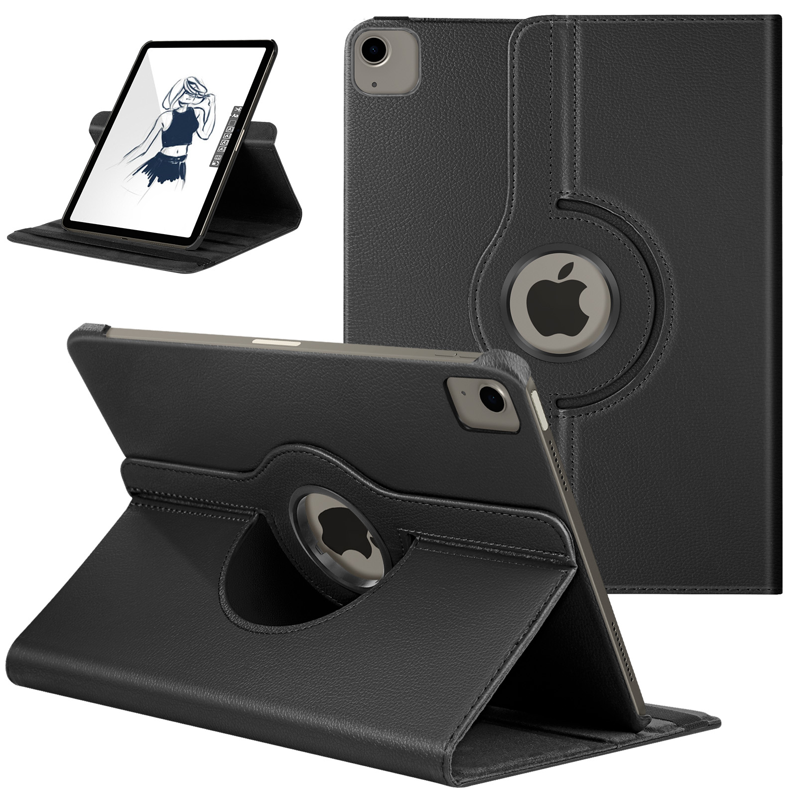 Étui Clavier Pour IPad Air 13 Pouces M2 (2024) - Rétroéclairé, Touchpad, Rotation 360° - Rose Gold
