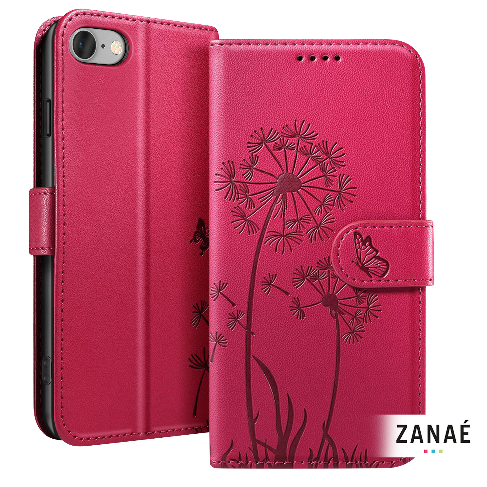 BININIBI Custodia Portafoglio In Pelle Per IPhone SE 2020 / 7 / 8 – Con Slot Carte, Chiusura Magnetica E Supporto (Blu)
