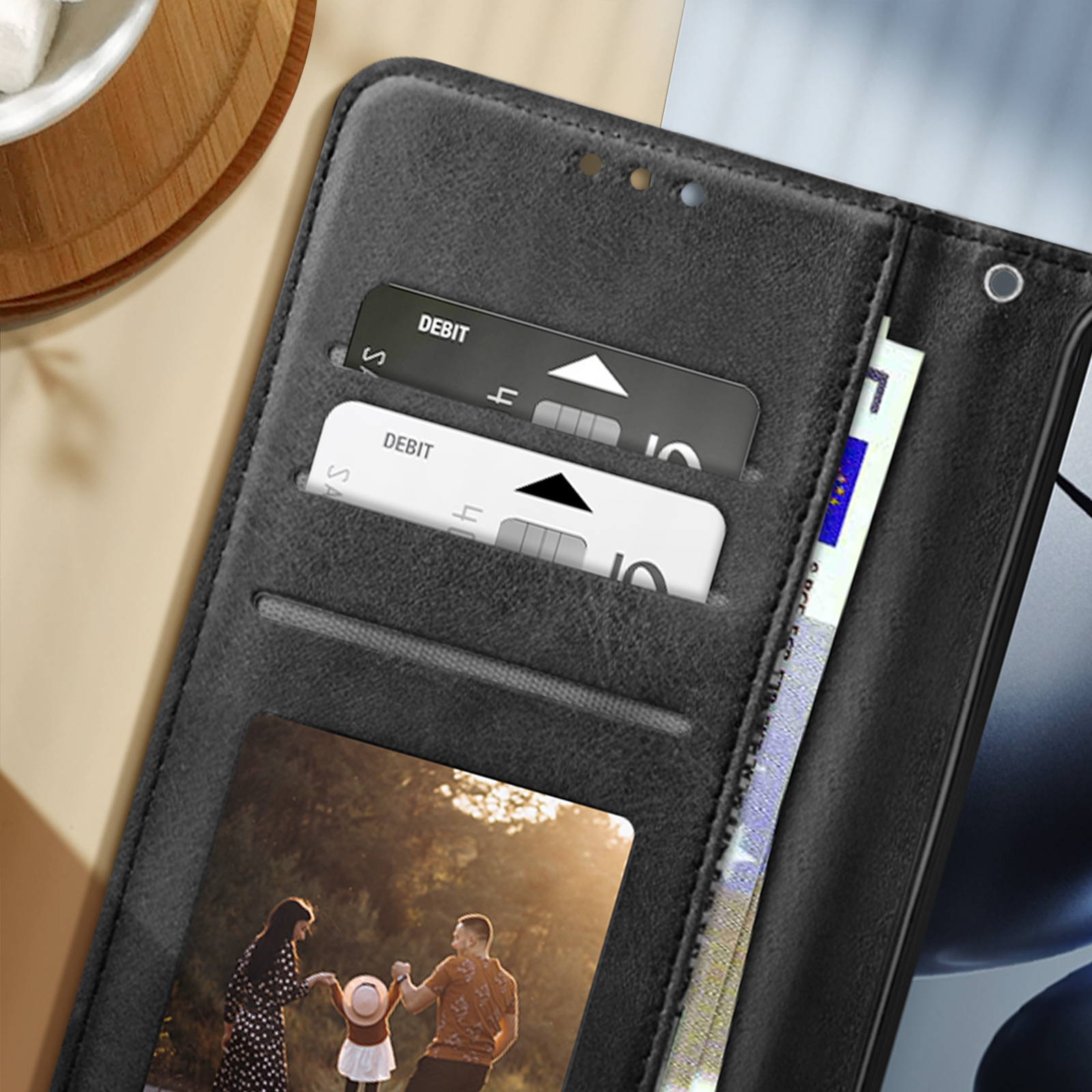 Handyhülle Mit Klappe Für Xiaomi 14T Pro, Bizon Case Pocket, Braun - Foto 6