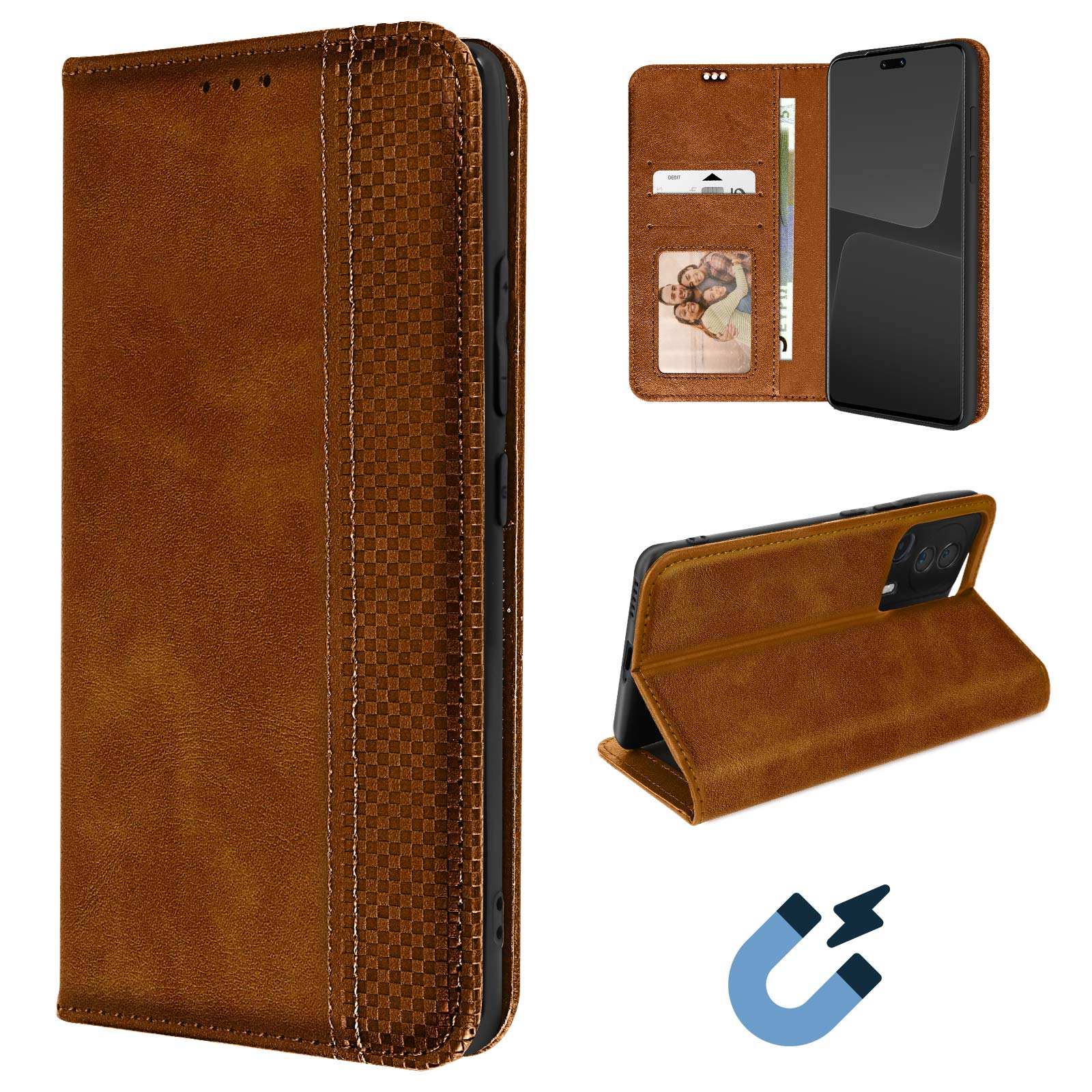 Custodia Portafoglio Con Fiori Per Xiaomi 13 Lite - Pelle PU, Slot Carte, Zip E Cinghia, Rossa