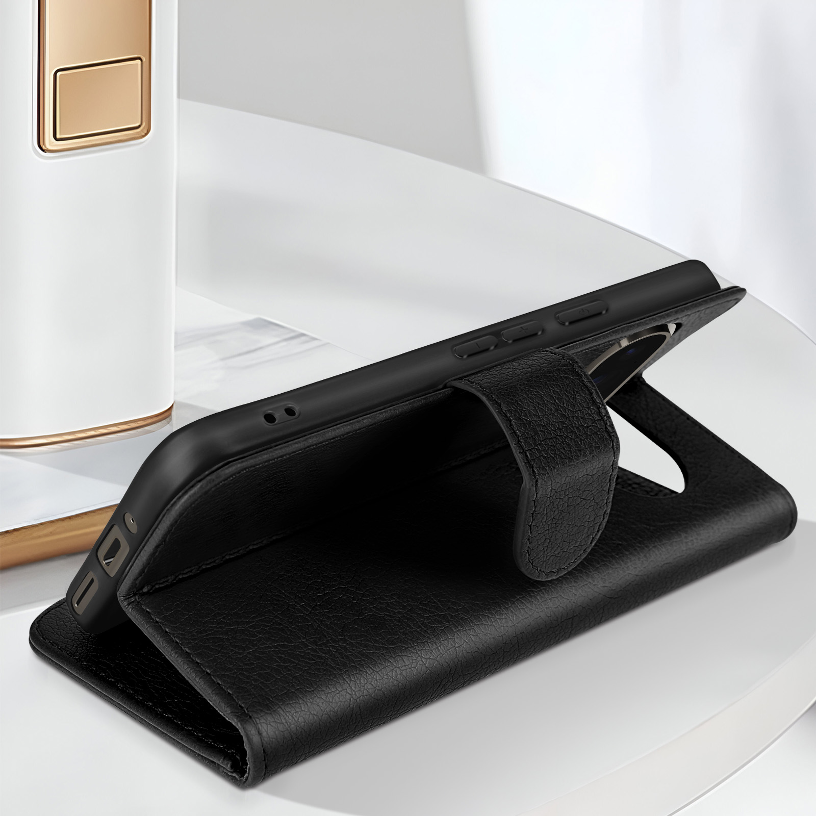 Housse Portefeuille Rabat Pour Google Pixel 2 XL - Noir Similicuir, 3 Fentes Cartes - Neuf
