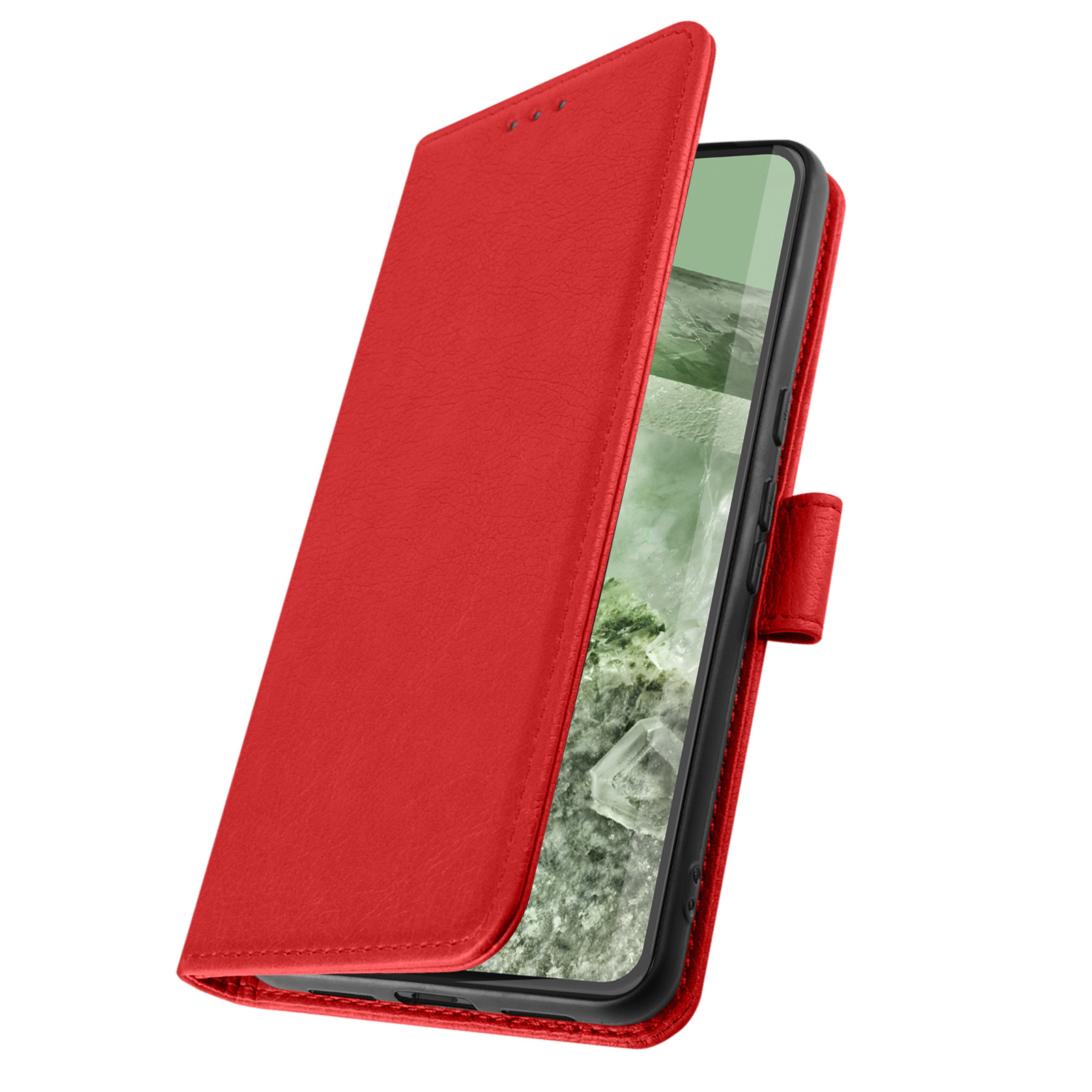 Chesterfield Klapphlle fr Google Pixel 8, Handyhlle mit Kartenfchern   Rot - German