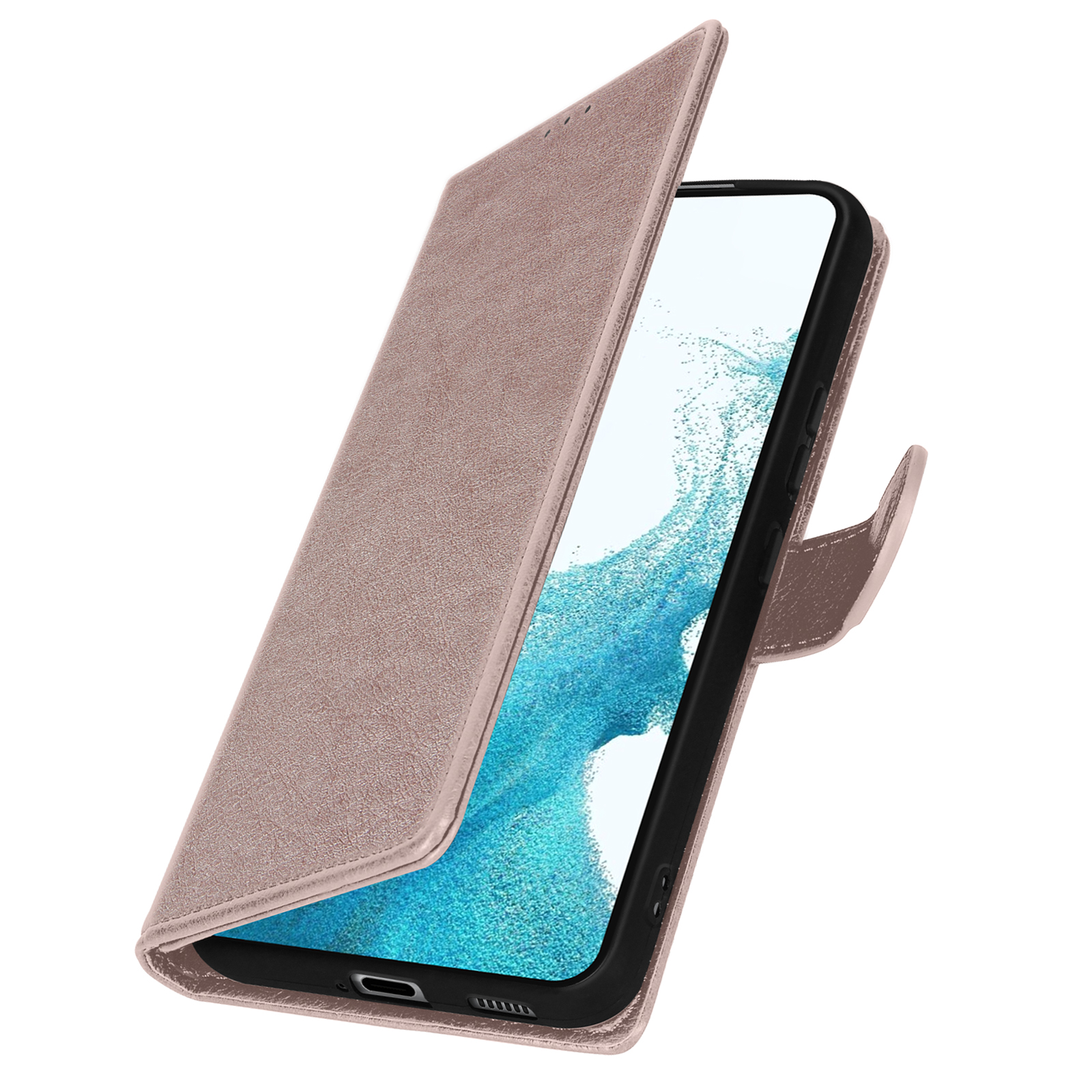 Klapphlle fr Samsung Galaxy S22 Tasche Handyhlle mit Kartenfchern   Rosegold - German