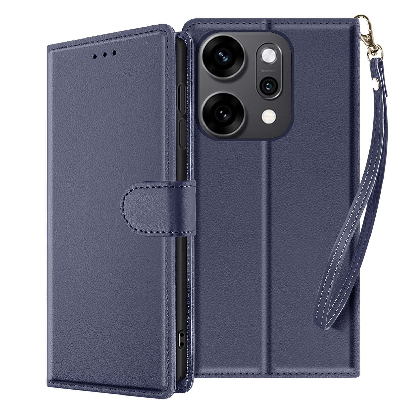 ICatchy Custodia A Portafoglio In Pelle Per Oppo Reno4 5G – Blu, Con Supporto E Porta Tessere - 2
