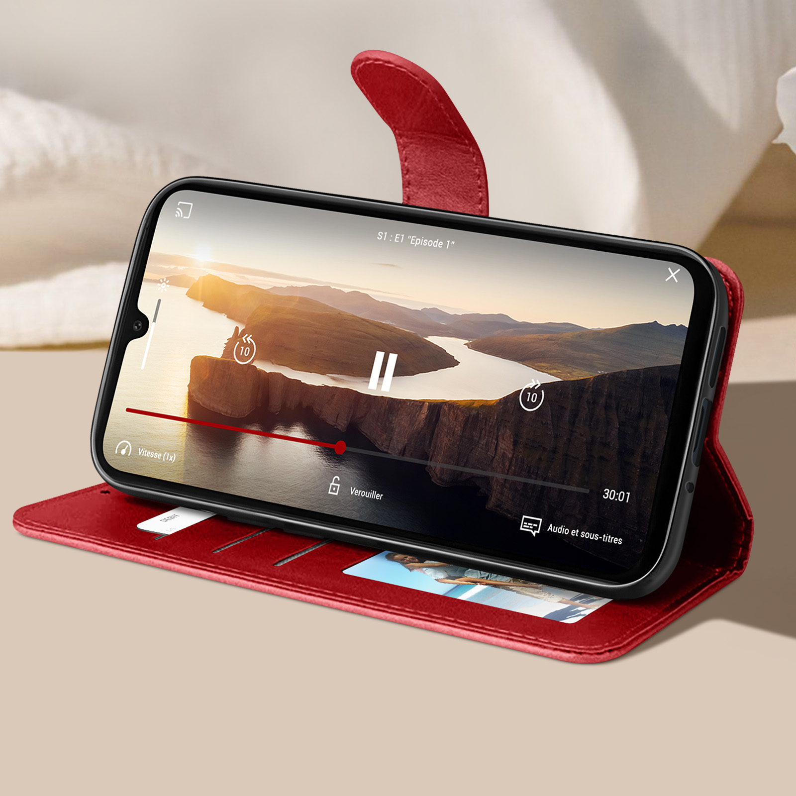 Cover A Libro In Pelle PU Per Ulefone Note 16 Pro | Portafoglio Con Slot Carte E Supporto | Chiusura Magnetica | Rosso - 3
