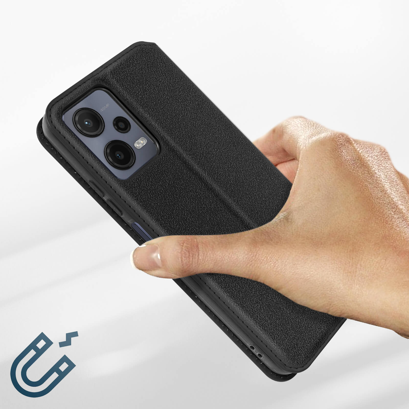 ARRYNN Cover per Xiaomi Redmi Note 12 5G / Poco X5 5G (6,67) con Vetro temperato,Portafoglio in Pelle Cover Xiaomi Redmi Note 12 5G,Custodia a Libro Supporto Magnetica Portafoglio - Rosso