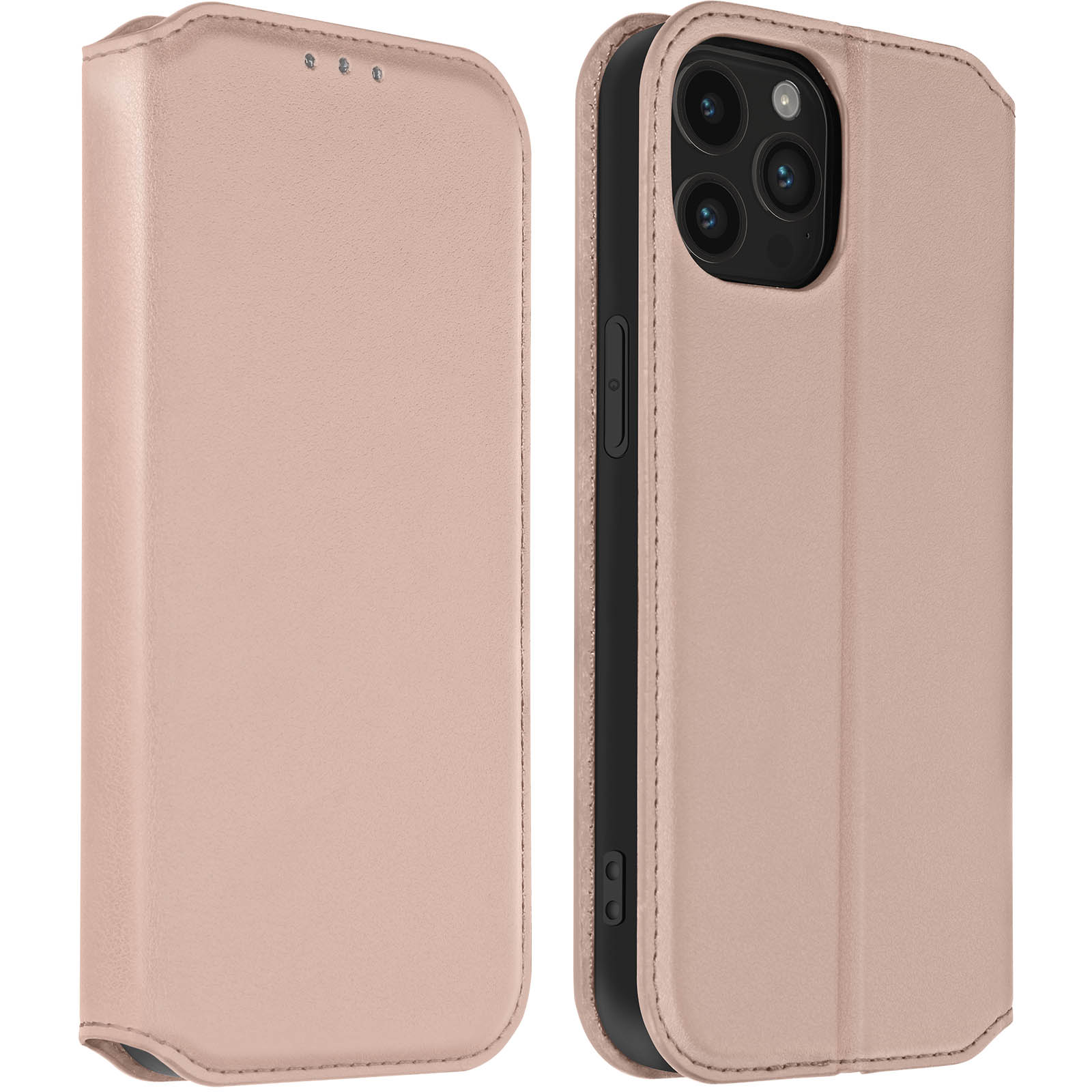 Custodia Portafoglio Per IPhone 15 Pro Con 9 Slot Carte, Cerniera E Cordino – Pelle PU E TPU Rosa
