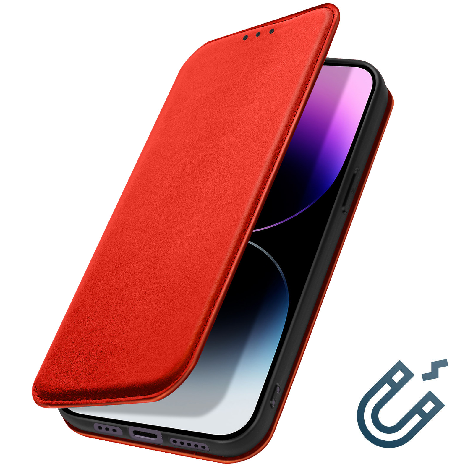 Avizar Étui pour iPhone XS Max Porte-carte Support Vidéo Clapet Magnétique Rouge - Coque téléphone