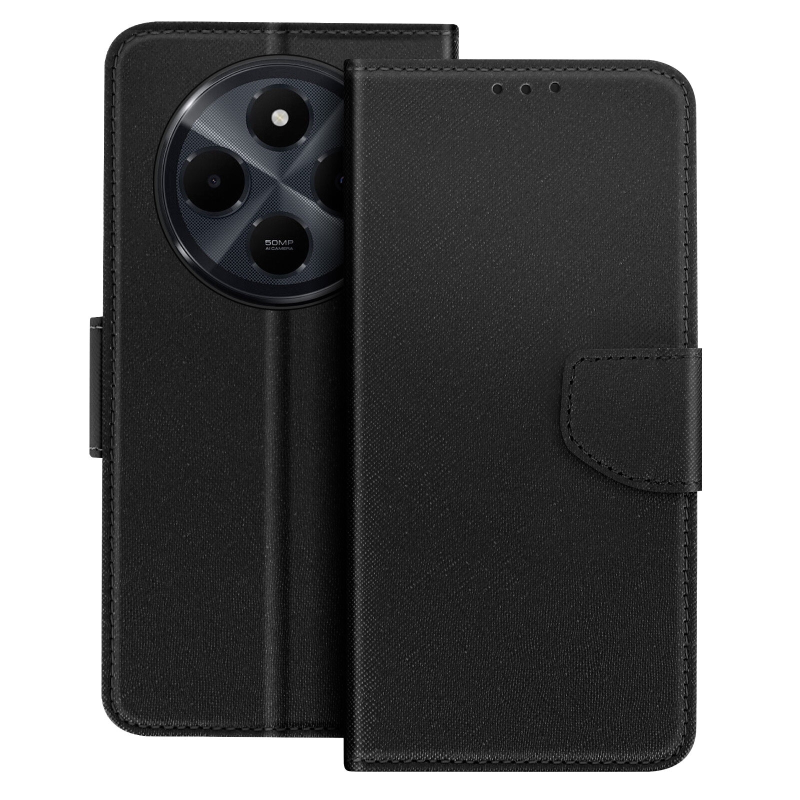 Topme Funda Tipo Cartera Para Redmi 10C / Poco C40 – Cuero PU Con Ranuras Para Tarjetas Y Soporte (Rojo, Patrón Gato Y Árbol)