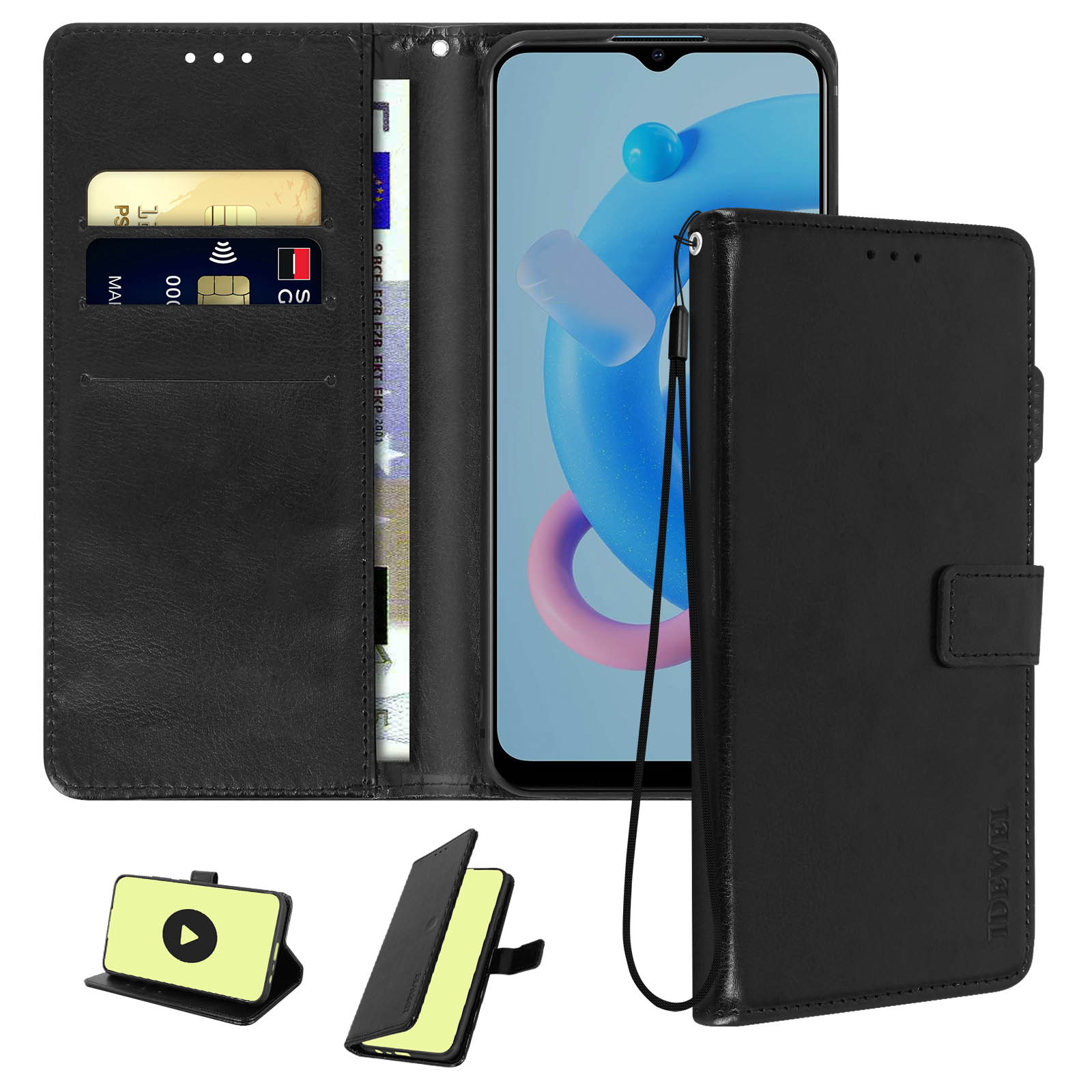 Coque Livre étui Pour Oppo Realme C11/C11 2021 (RMX3231/RMX2185), Noir, Multiprotection