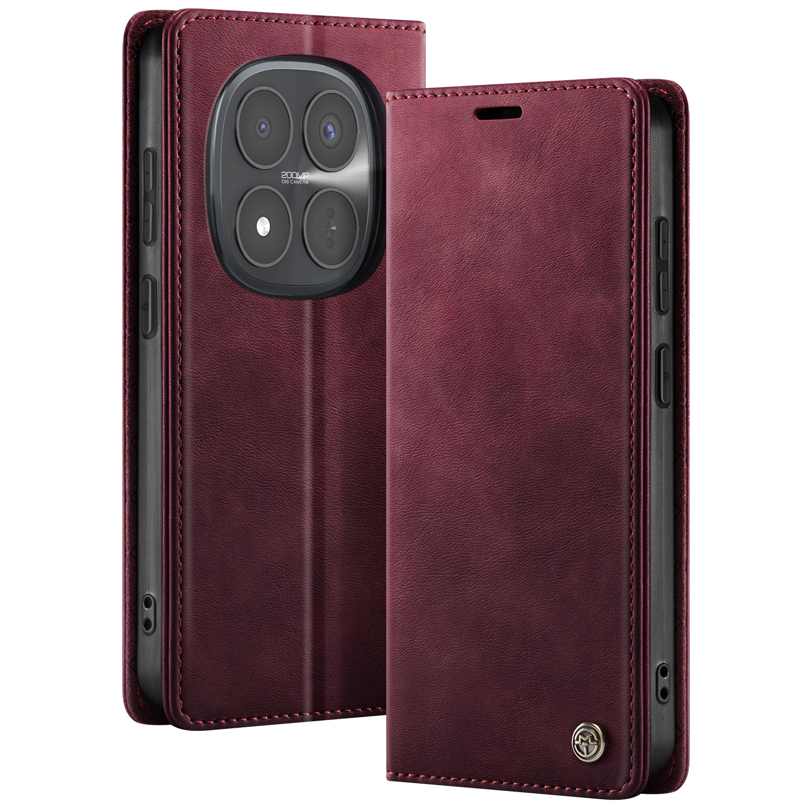 Cover A Portafoglio COMAKU Per Xiaomi Redmi Note 13 Pro+ 5G, Pelle PU Rossa, Con 3 Slot E Supporto, Chiusura Magnetica