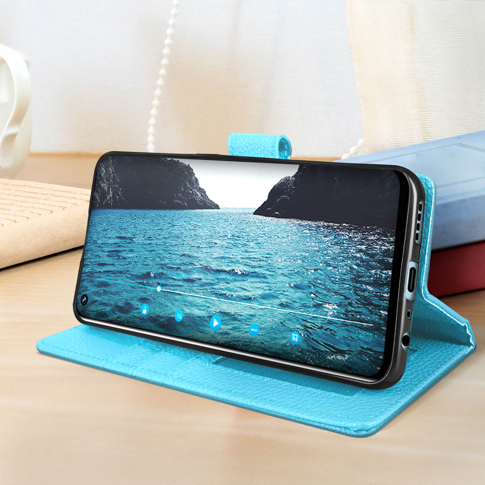 Zanaé, custodia a portafoglio per Realme 6i con supporto + chiusura magnetica, nero