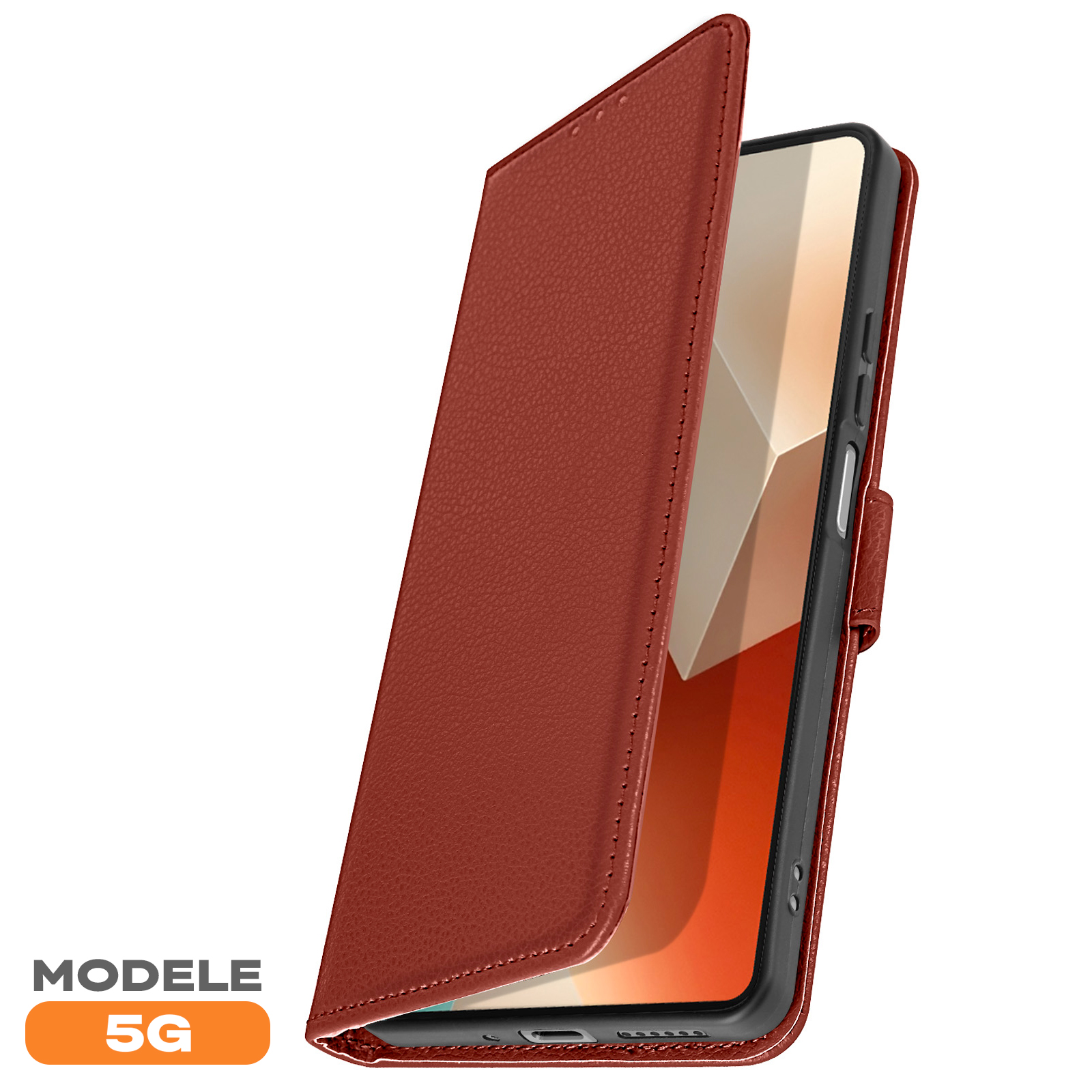 LBH Custodia per Xiaomi Redmi Note 14 in rosso vino con scomparto per