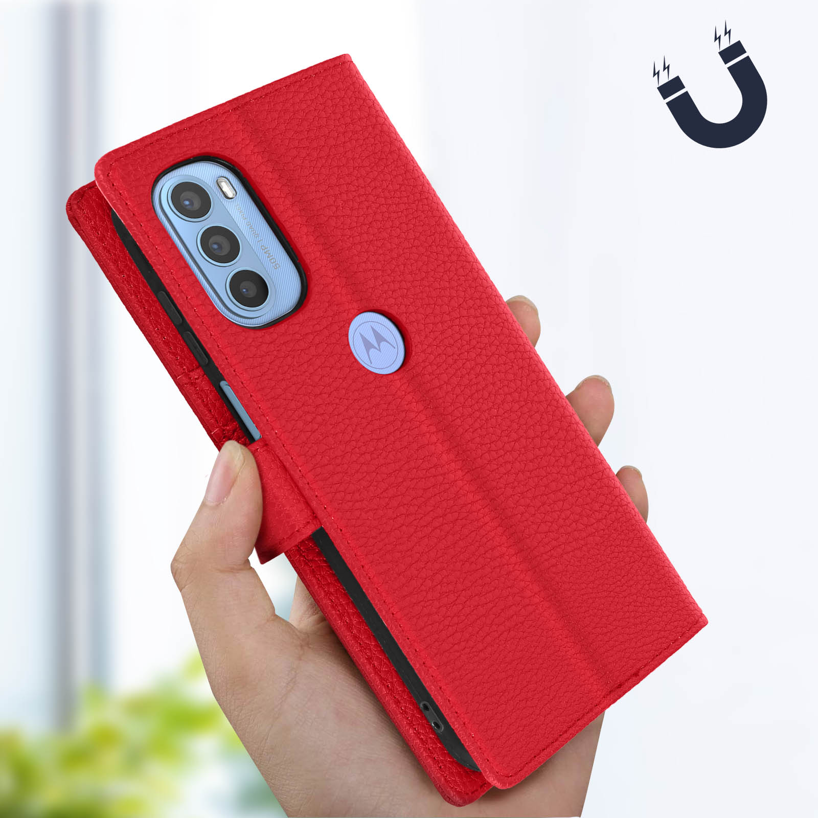 Custodia Portafoglio HAOYE Per Motorola Moto G42, Con Chiusura Magnetica, Supporto E Slot Per Carte, Viola
