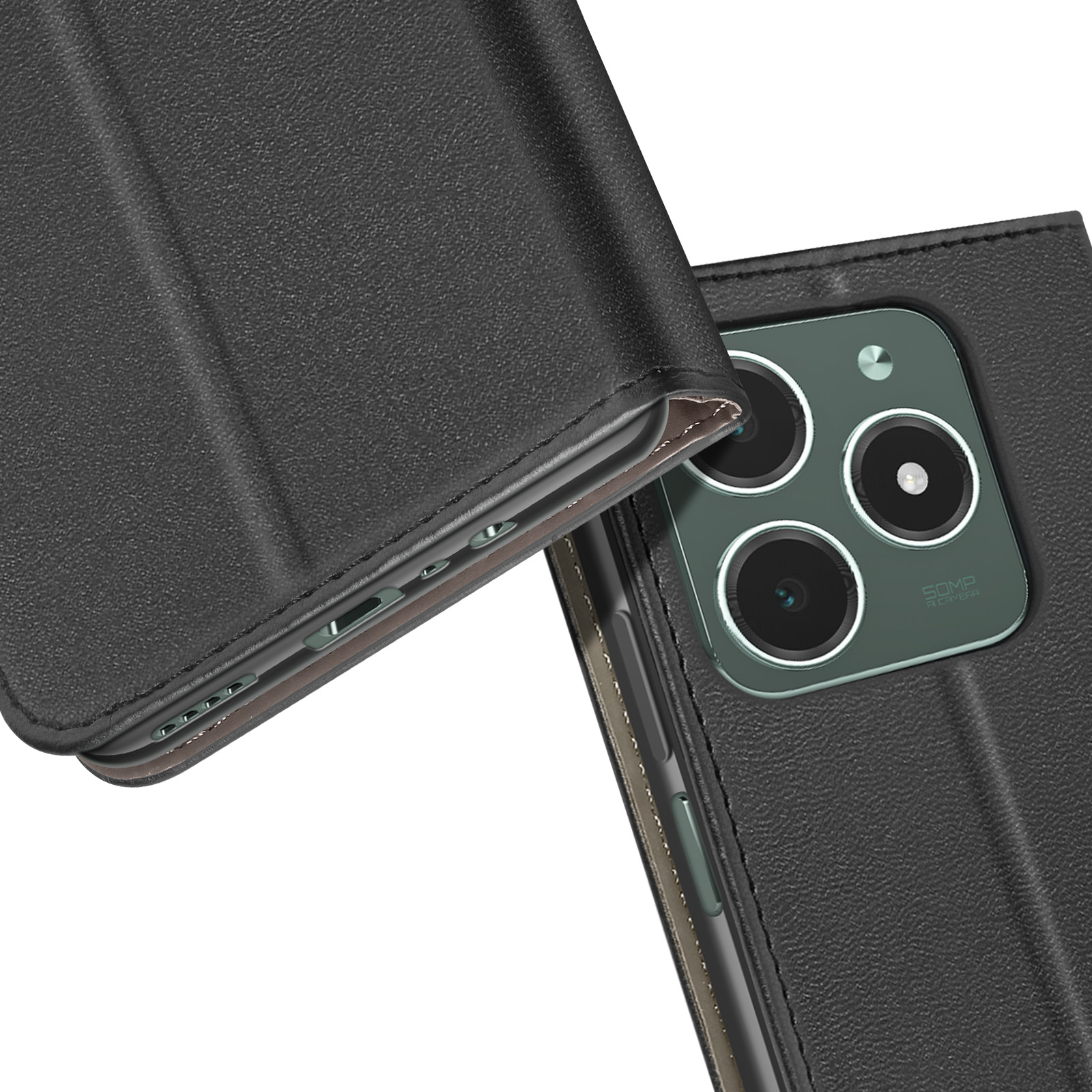 Compatible Avec Realme C33 2023, étui Antichoc à Lentille Coulissante Compatible Avec Realme C33 2022 RMX3624, Coque De Téléphone 2 En 1 Avec Anneau Et Béquille, HEI