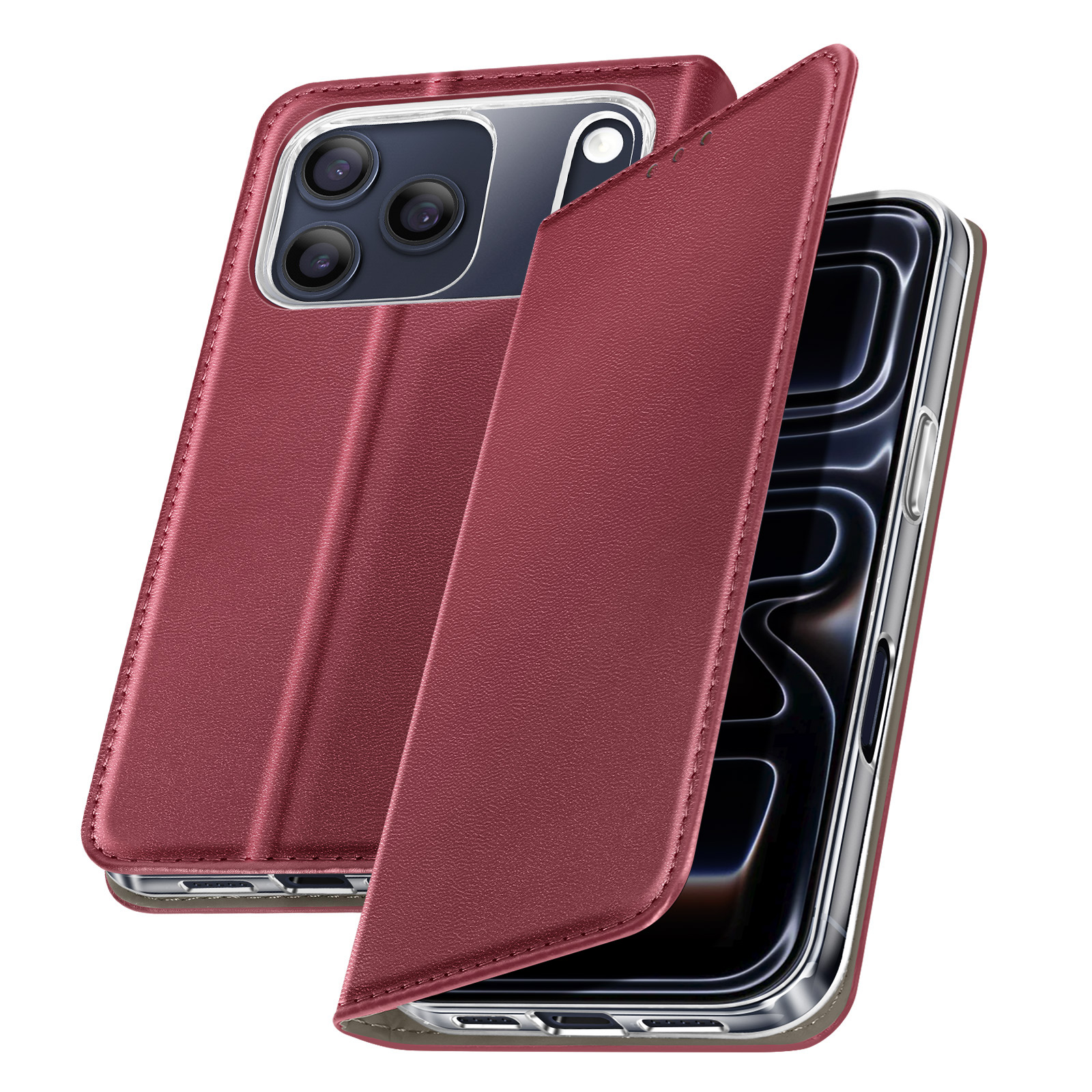 Coque IPhone 13 Pro En Cuir, Avec 3 Fentes Et Support, Fermeture Magnétique, Housse à Rabat Pour