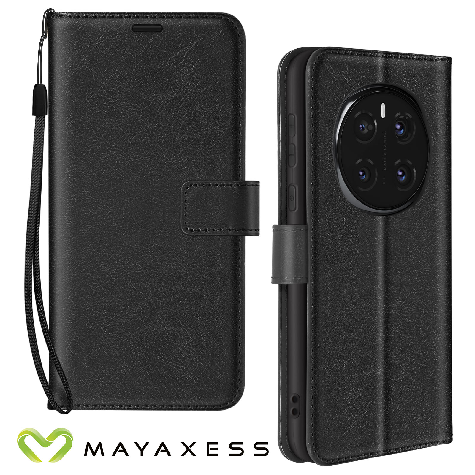 Custodia Portafoglio In Pelle Tipo Scamosciata Per Huawei Honor Magic 6 Pro 5G - Flip Cover Con Slot Per Carte E Supporto (Nero) - 3