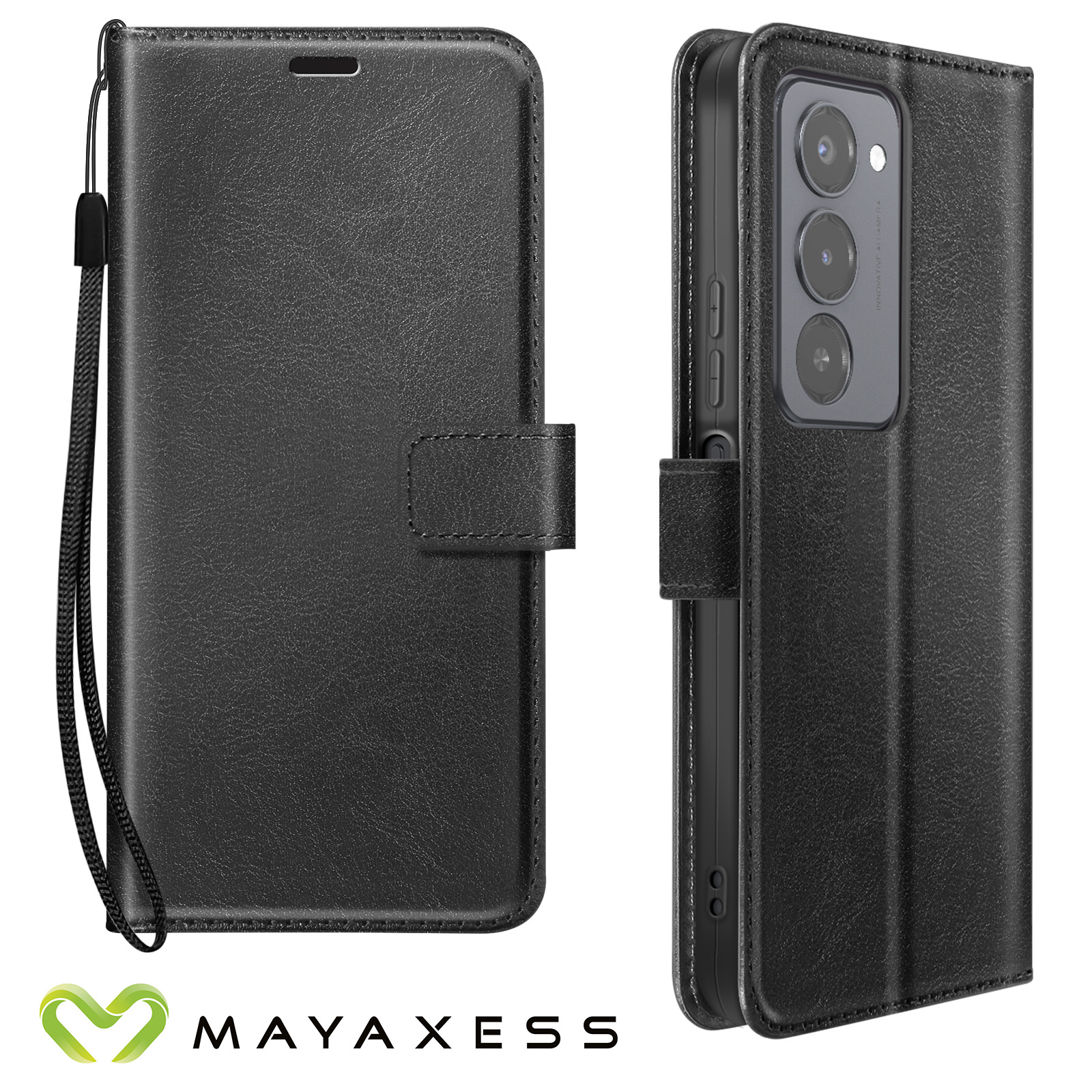 Coque pour Xiaomi Redmi 10, Housse Etui Portefeuille Cuir pour Xiaomi Redmi 10 - Noir