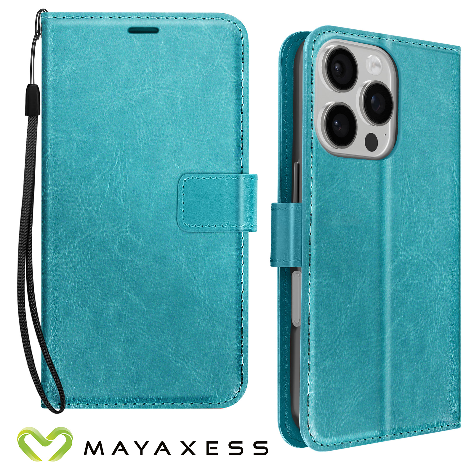 Custodia Portafoglio Per IPhone 16 Pro Max Con Funzione Stand E Slot Per Schede - Pelle Sintetica Blu, TOMYOU - 2