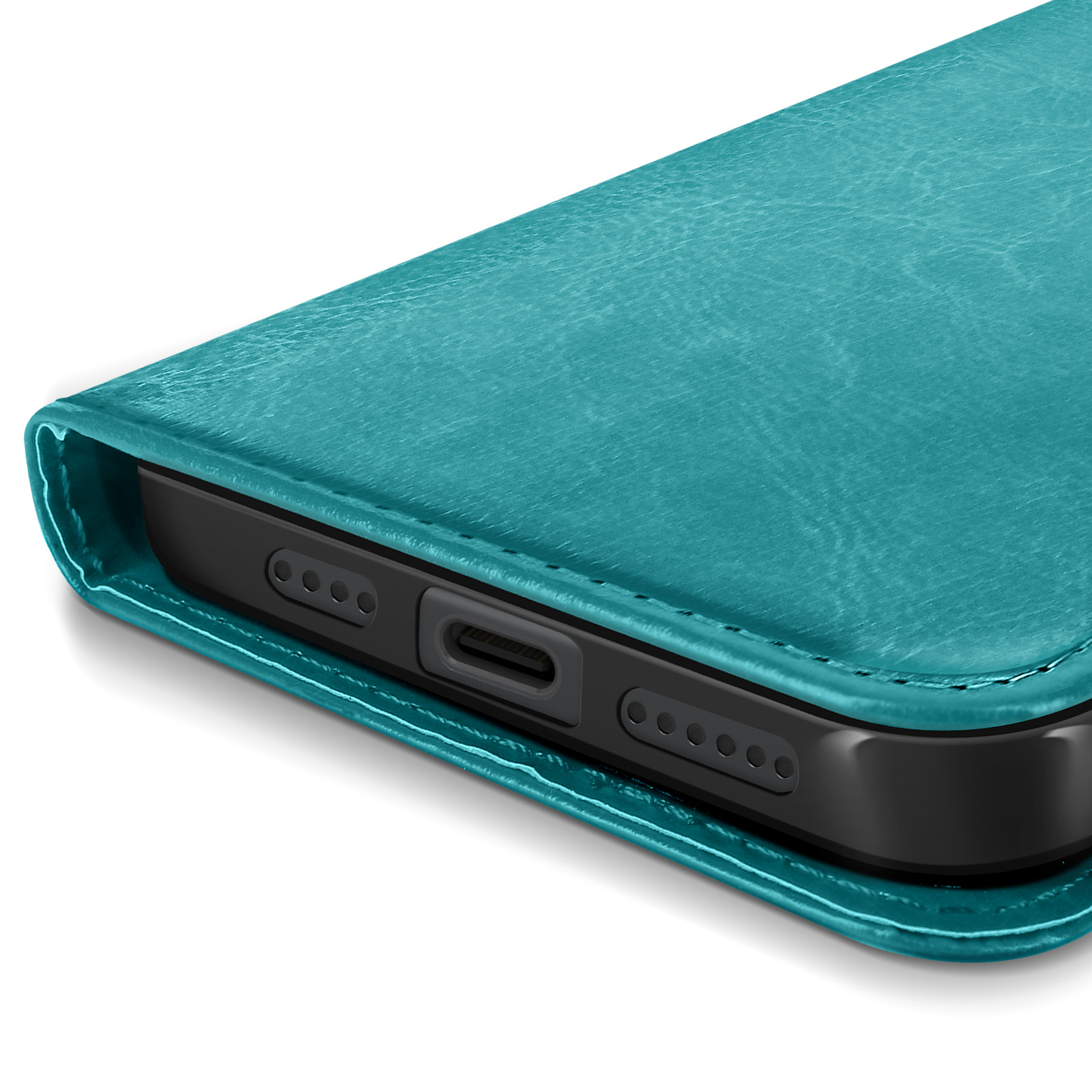Custodia a libro iPhone 16 Pro Max Protezione con cinturino Azzurro Mayaxess - Italiano