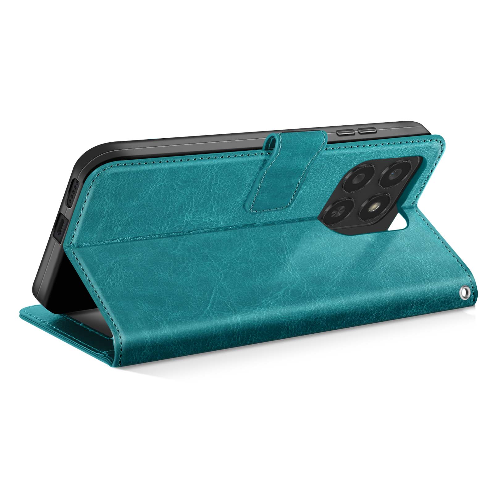 Étui Portefeuille Mayaxess Pour Honor 90 Smart - Bleu, Similicuir, Avec Dragonne Et Support