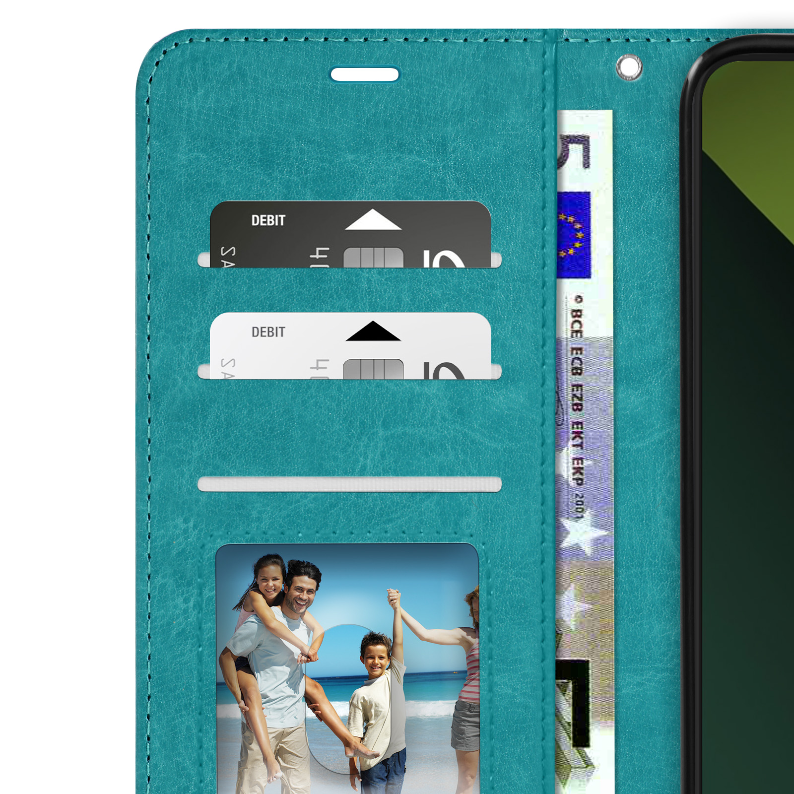 Custodia A Portafoglio Con Fiore Per Xiaomi Redmi Note 13 4G – Blu, 8 Slot Carte E Cerniera