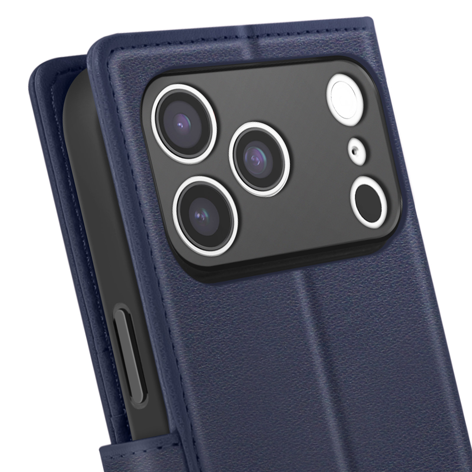 Étui Pour IPhone 14 Mayaxess Bleu Nuit - Coque Détachable, Similicuir, Neuf Sous Emballage, Protection élégante