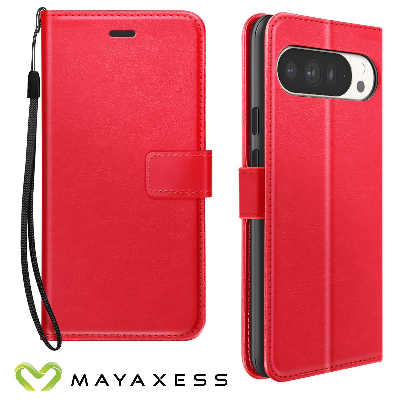 Custodia Magnetica Per Google Pixel 8 (2023) - Cover Trasparente Anti-Giallo Con Anello E Supporto, Nero