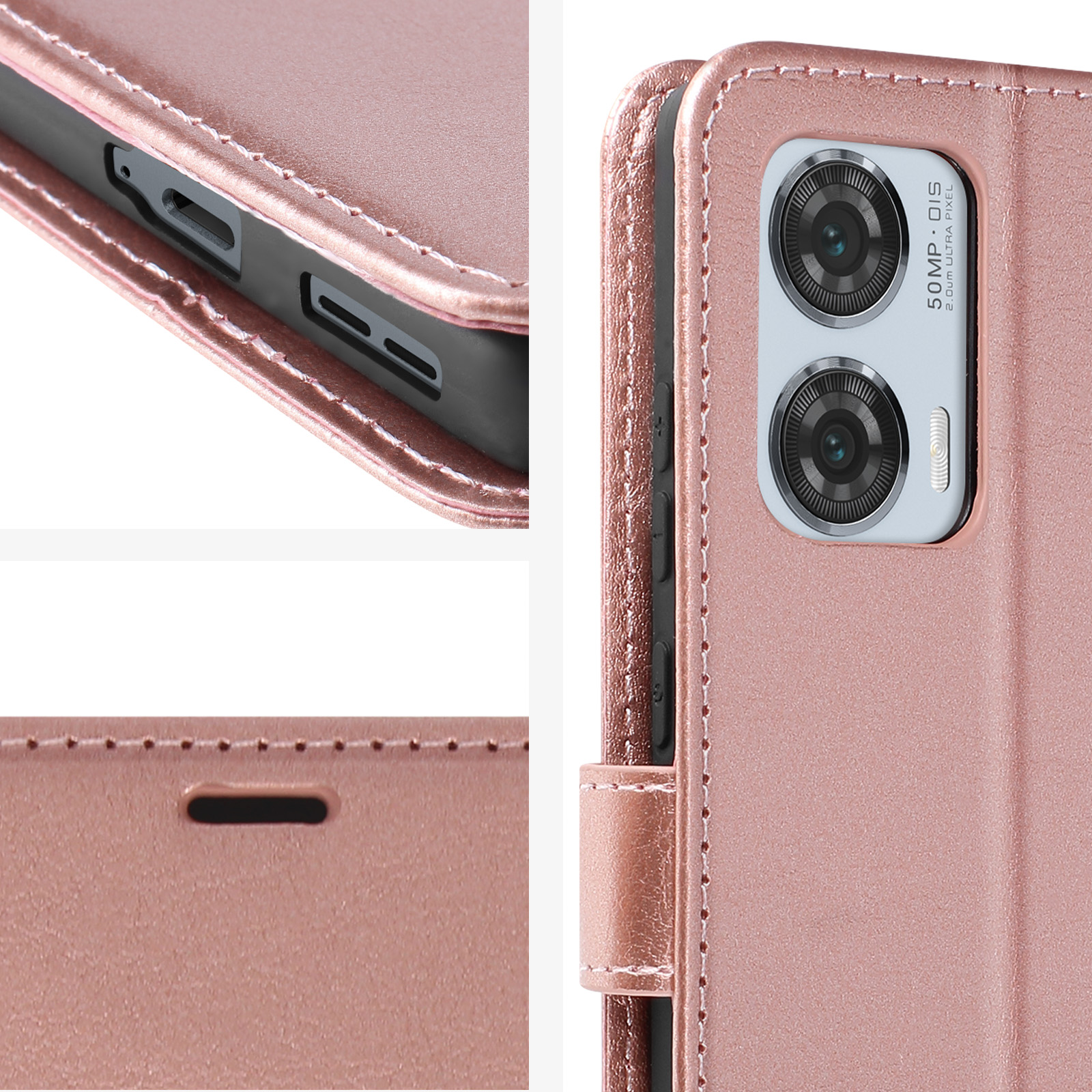 BORYA Custodia Portafoglio per Motorola Edge 60 Neo/Edge 50 Neo/ThinkPhone 25, Pelle PU con Stampa Girasole da Ragazze, Cover con Porta Carte Chiusura Magnetica Funzione Parentesi - Colore Rosa