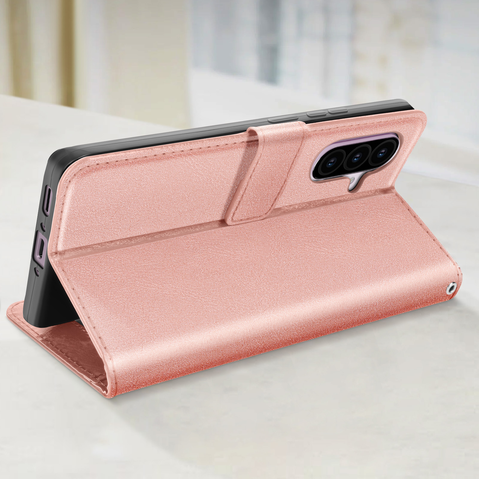 Blllue - Custodia a portafoglio compatibile con Samsung A70, in pelle PU con doratura, per Galaxy A70, colore: Oro rosa