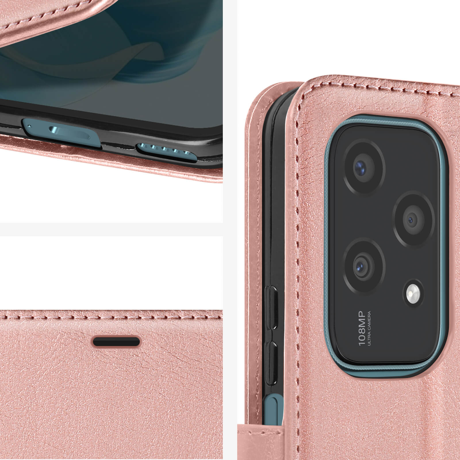 Étui Portefeuille Mayaxess Pour Honor 200 Pro - Couleur Turquoise, Similicuir, Avec Dragonne - Neuf