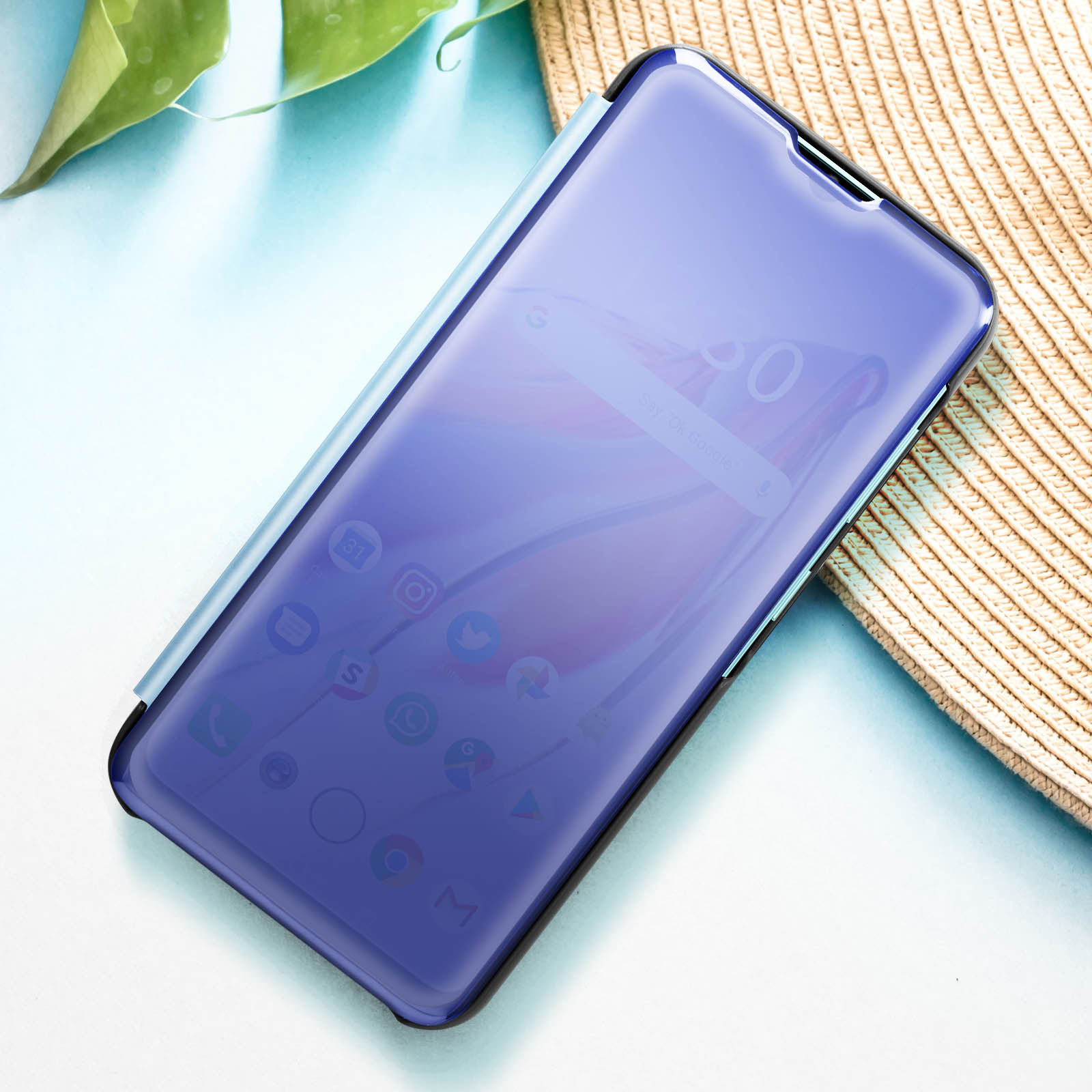 Custodia Clear View per Xiaomi Redmi 12C, con Copertina Effetto Specchio e Funzione Supporto - oro - Italiano
