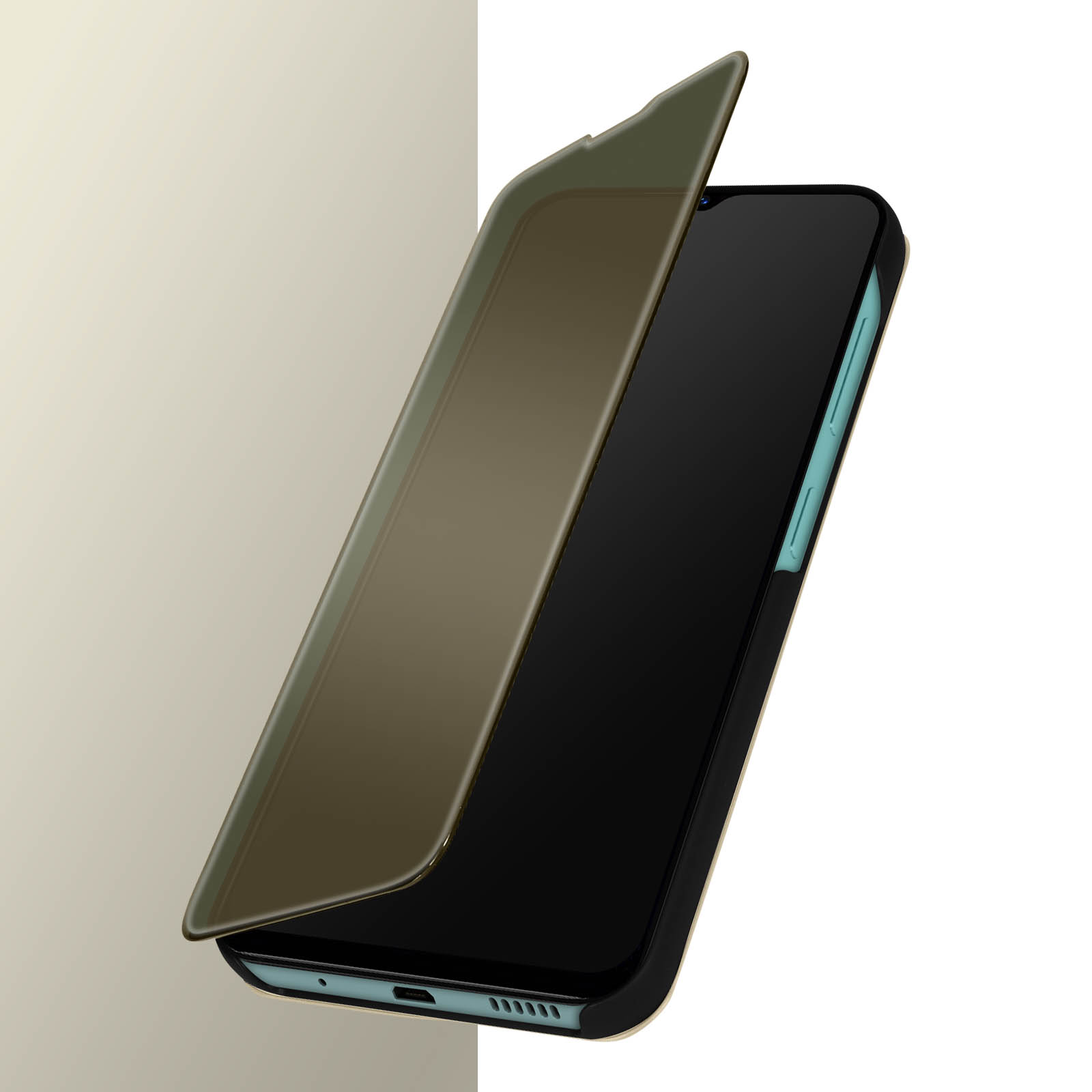 Custodia Smart Clear View Per Xiaomi Redmi 12C/11A – Cover Con Specchio E Supporto Pieghevole, Nero - 2