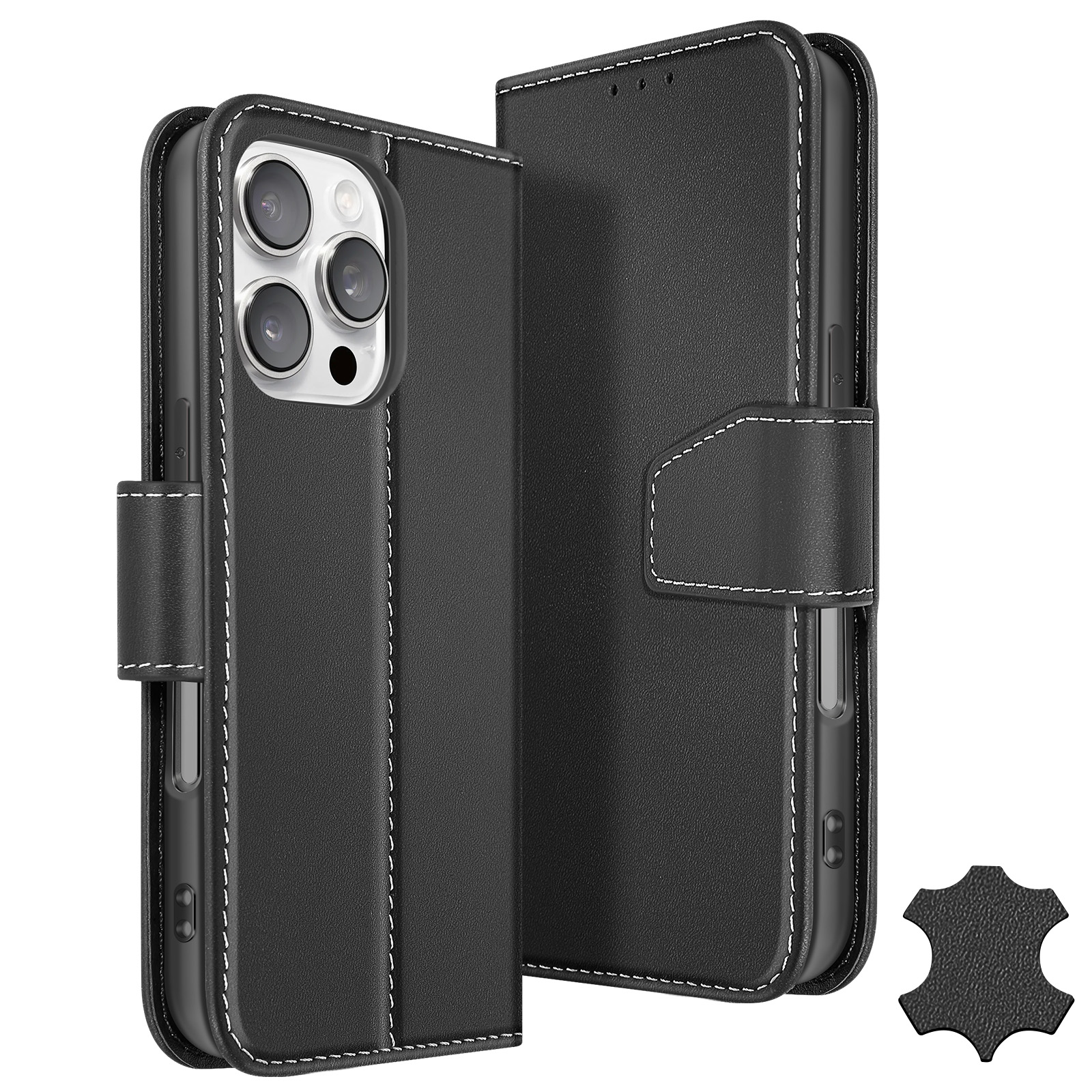 Etui folio clam pour iPhone 15 Pro - noir
