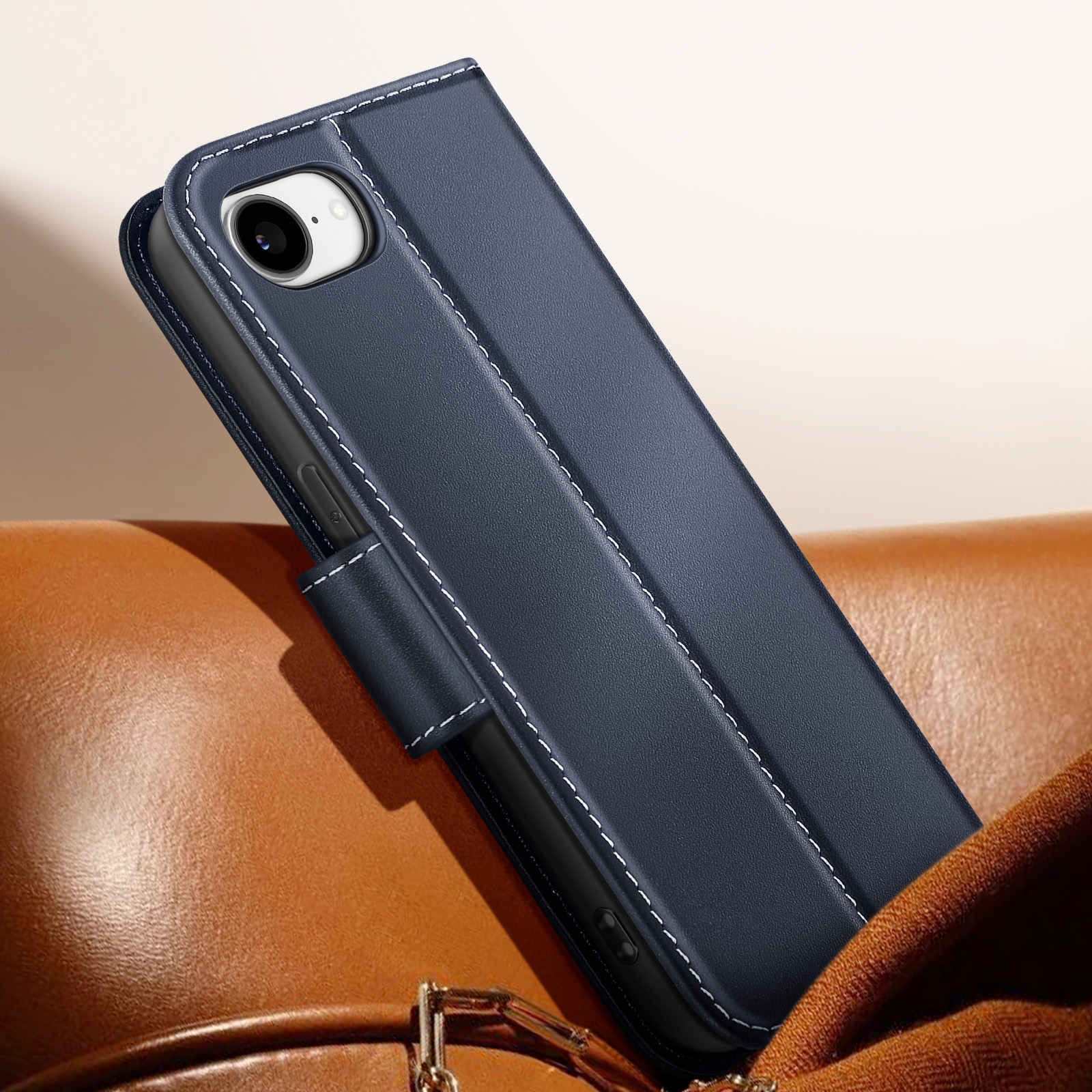 Étui Book Cuir Véritable Pour IPhone 6 - StilGut - Bleu Nuit - Avec Fonction Support Et Rabat Magnétique