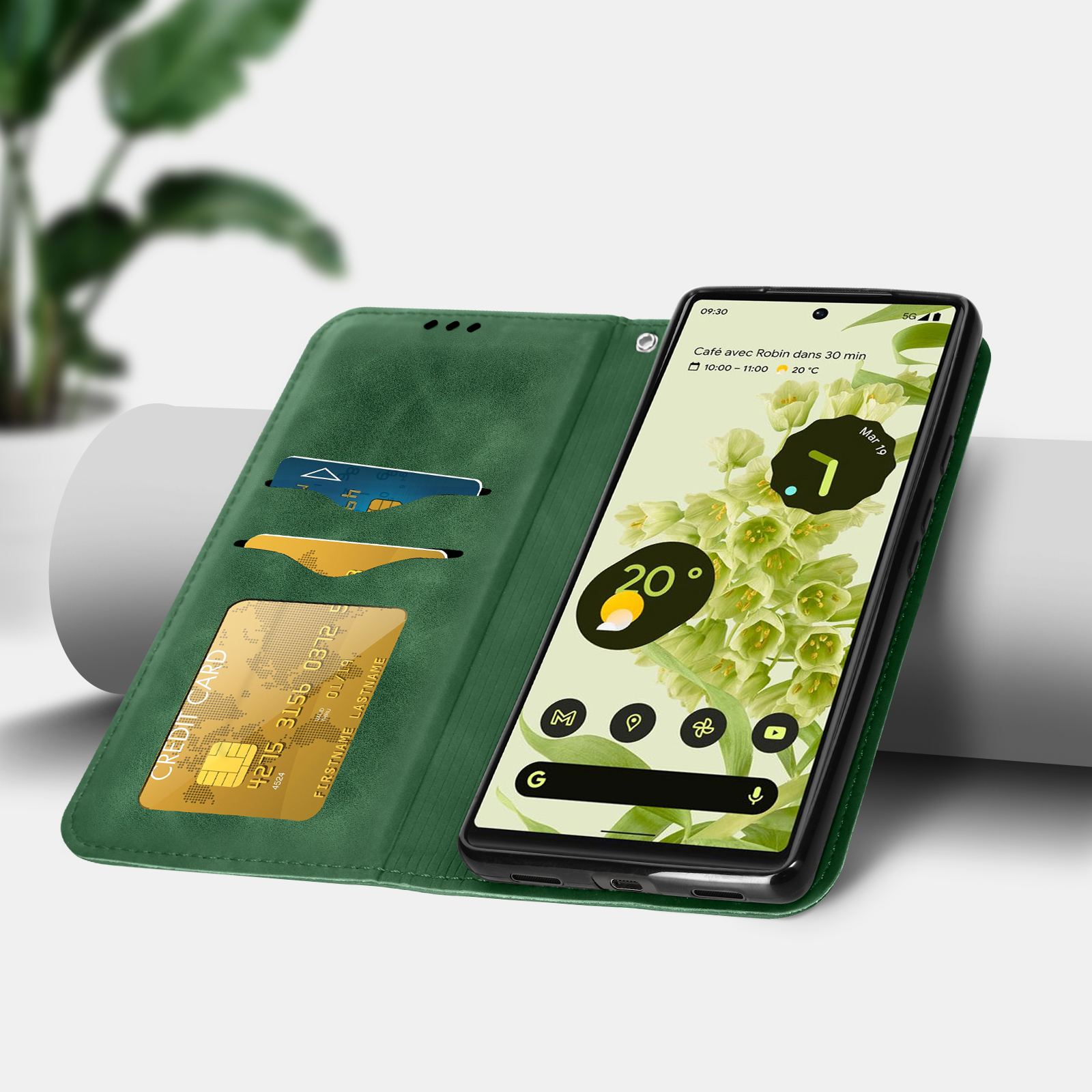 Étui Google Pixel 6a, Portefeuille avec Clapet Magnétique et
