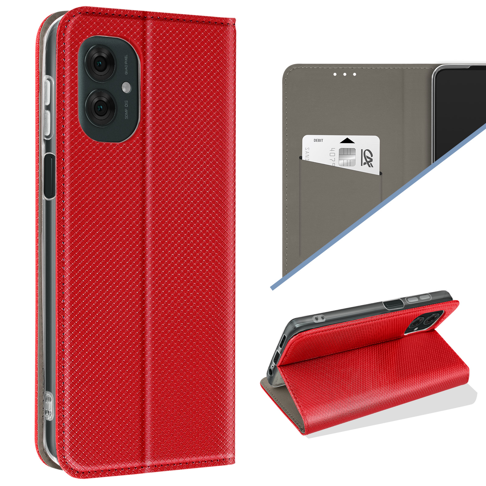 Custodia MAOGE Antiurto Per Motorola Moto G52 / G82 5G - Con Anello E Supporto Magnetico, Militare, Rossa