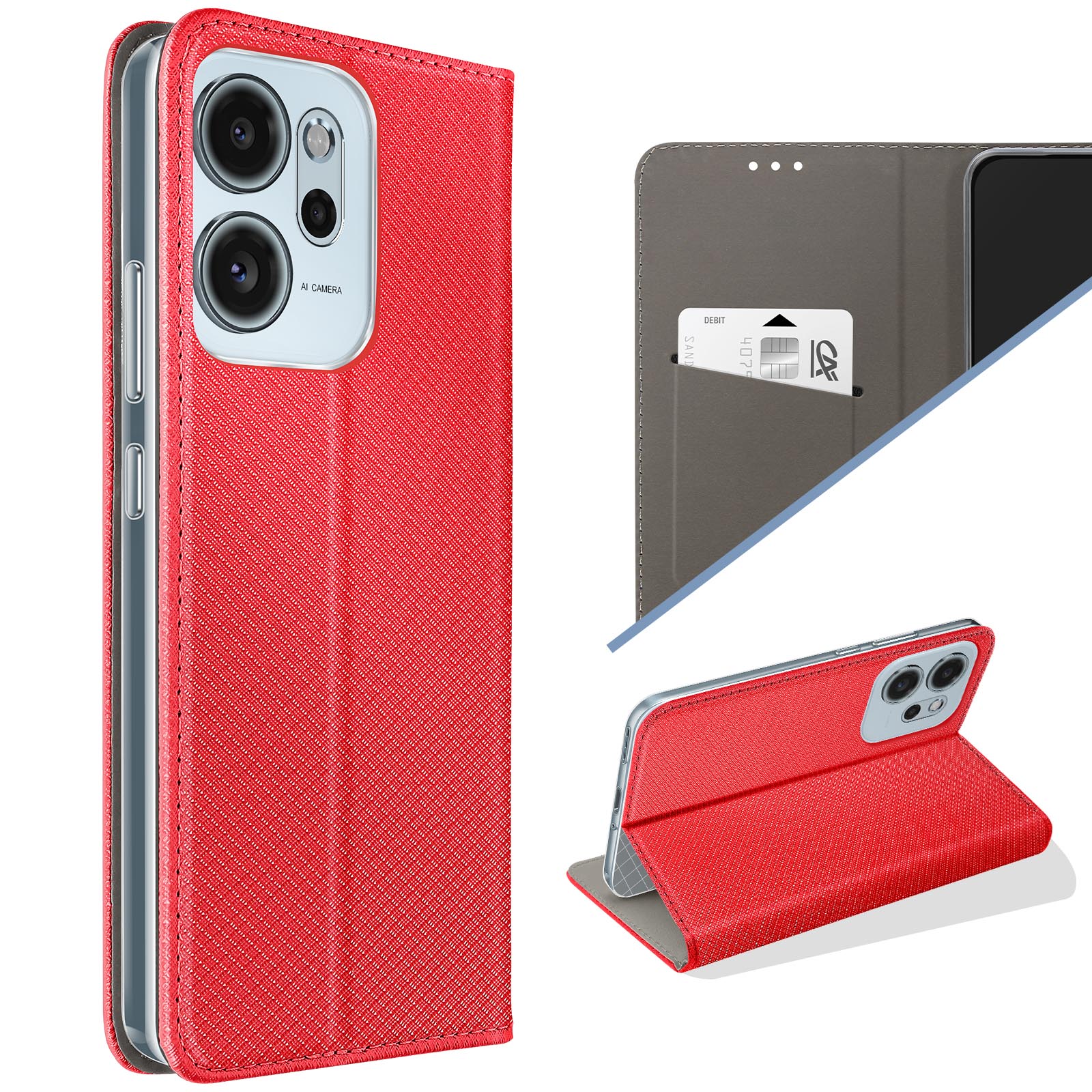 RankOne Cover per OPPO A74 (4G) (6.43 Inches), Custodia Flip Pelle Portafoglio, Magnetica Libro Bumper Cover Case - Marrone