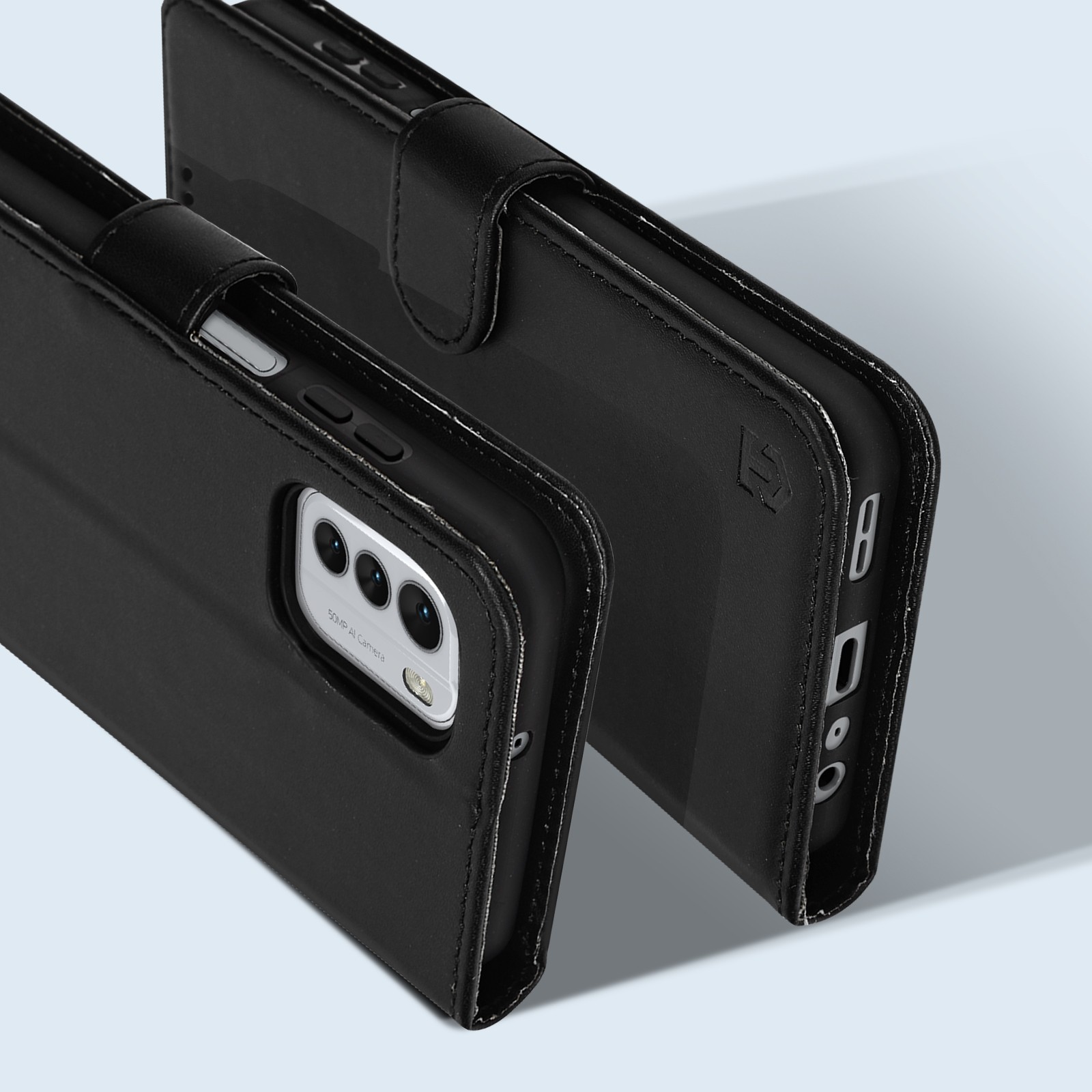 RonRun Cover Portafoglio Per Nokia G60 5G – Pelle PU Con 3 Slot Carte E Supporto – Nero