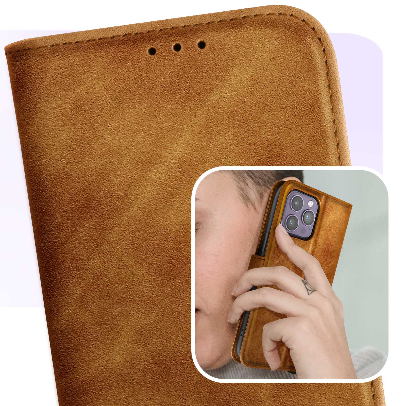 Cover In Pelle Con Supporto E Slot Per TP-Link Neffos X1 Max (5.5 Pollici) - Marrone - 2