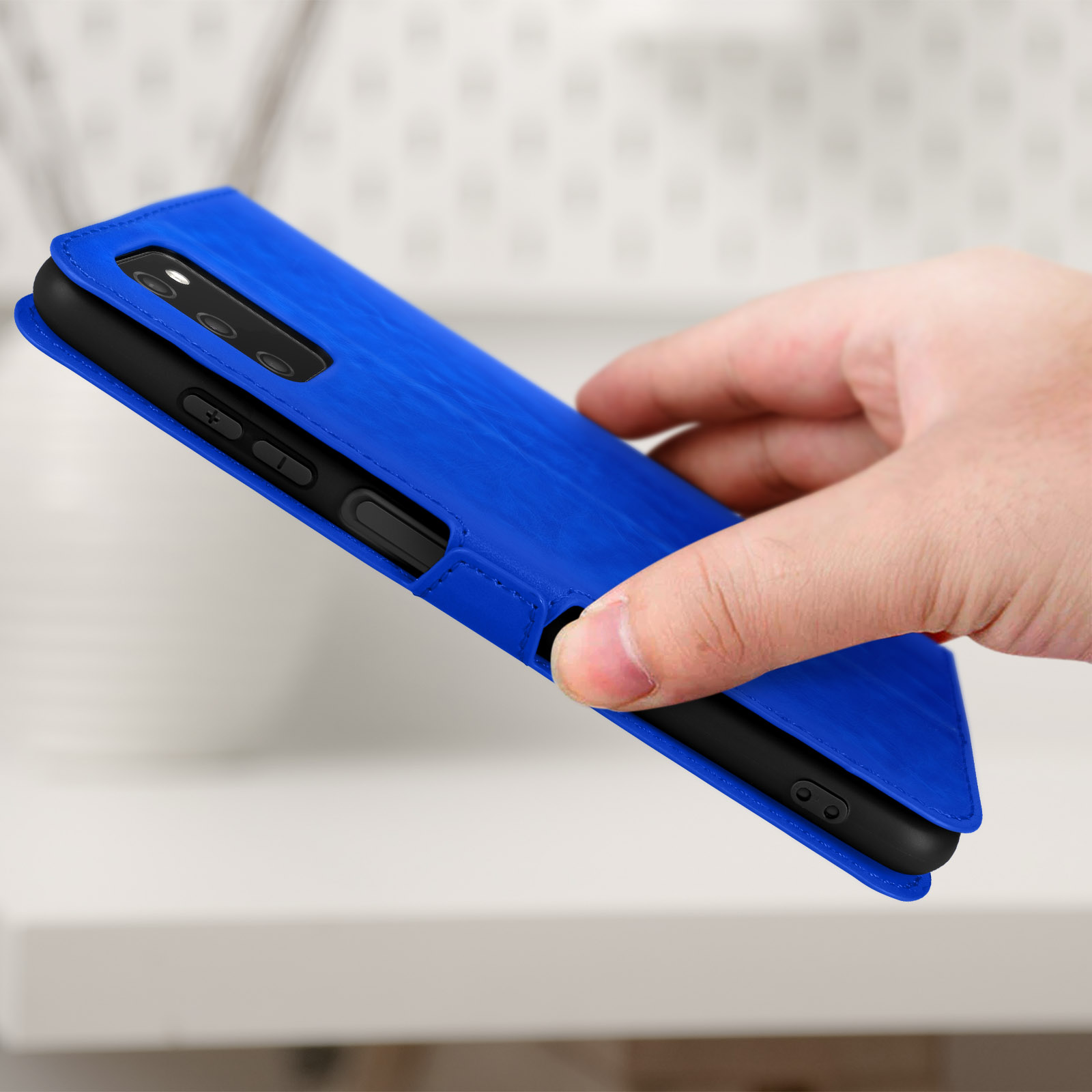 Bravoday Cover per Galaxy A03 (166mm), Flip Custodia in Pelle PU Portafoglio Custodia per Galaxy A03 (166mm), con Slot per Schede, Blu