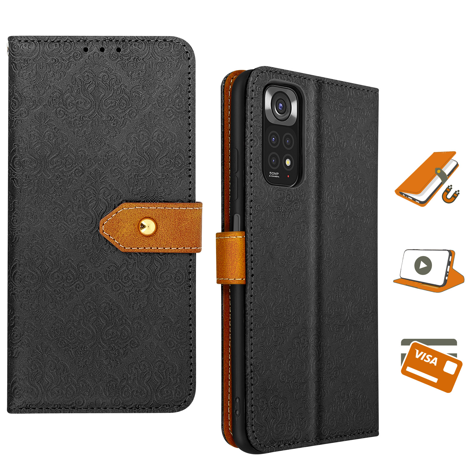 Cover RonRun Per Xiaomi Redmi Note 11 4G/Note 11S - Silicone TPU Ultrasottile Antiurto, Nero