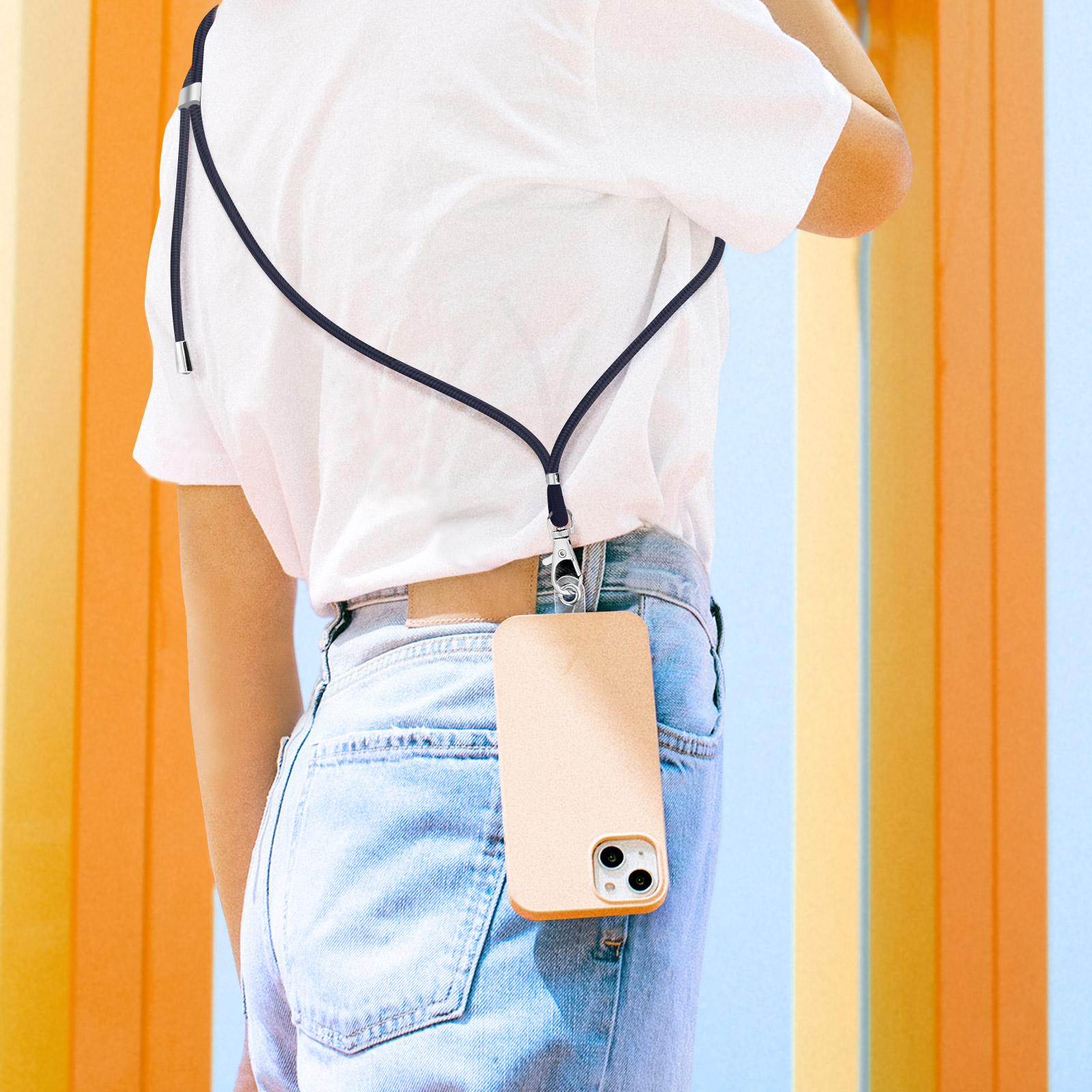 Cordon Telephone Portable, Tour De Cou Telephone Universelle Avec 2 Patchs, Réglable Collier