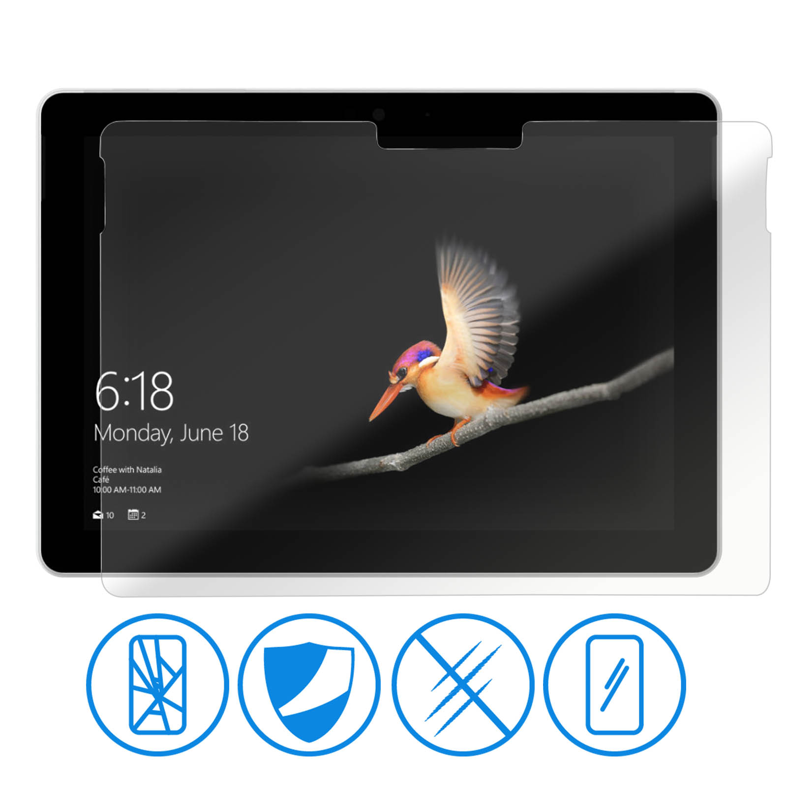 2x Film Protecteur écran Mat Pour Microsoft Surface Go 2 – Protection En Verre Souple PET, Transparent, Résistant