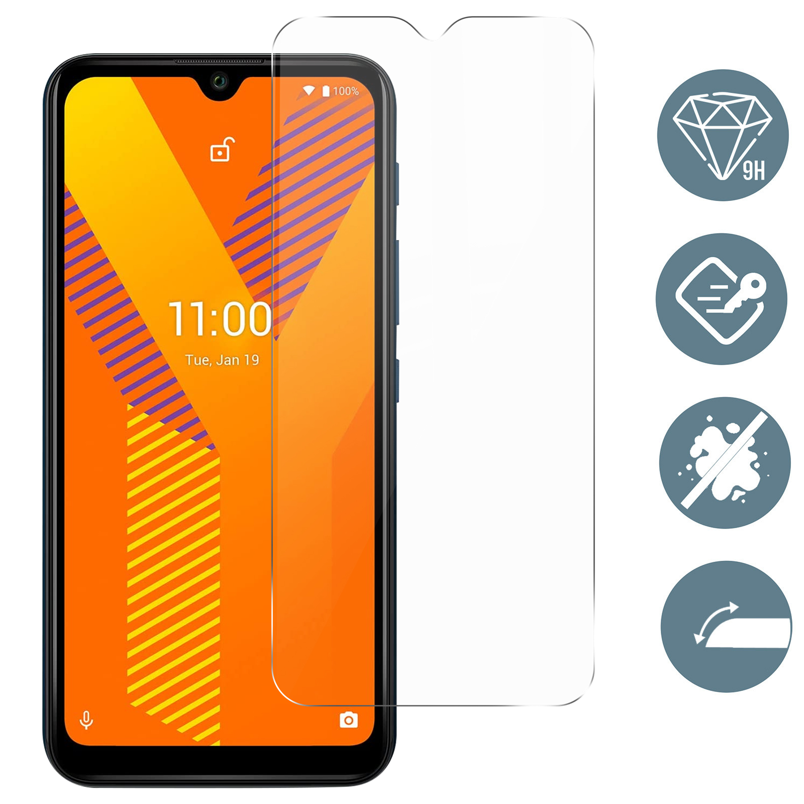 KJYF [5 Pack] Vetro Temperato per Wiko Y62 Plus (6.1), Ultra Resistente Pellicola Protettiva Schermo Protezione,Durezza 9H AntiGraffio Screen Protector Film