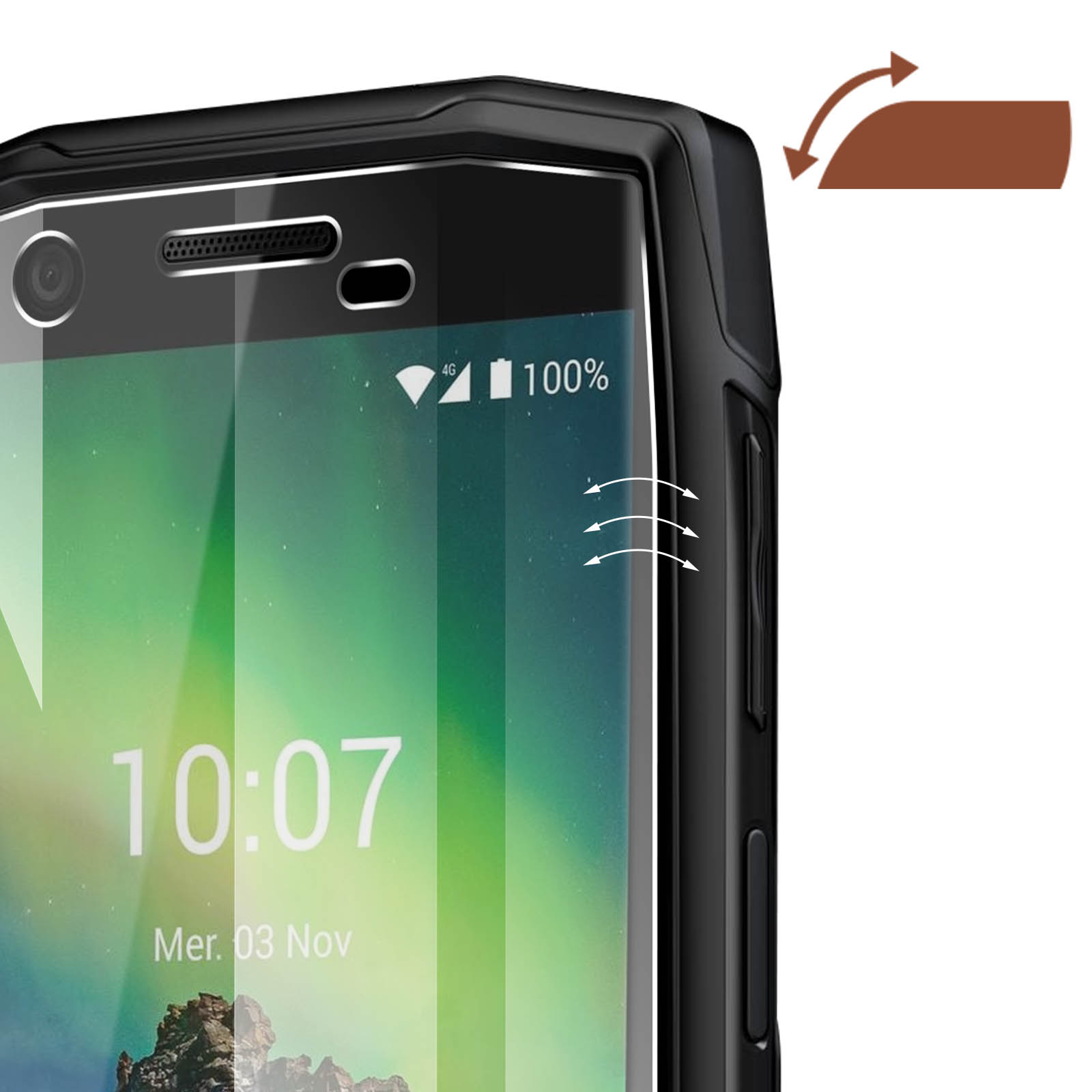 Protecteur D'écran AtFoliX Pour Crosscall Action X3 - Verre Hybride 9H, Anti-chocs, Facile à Poser