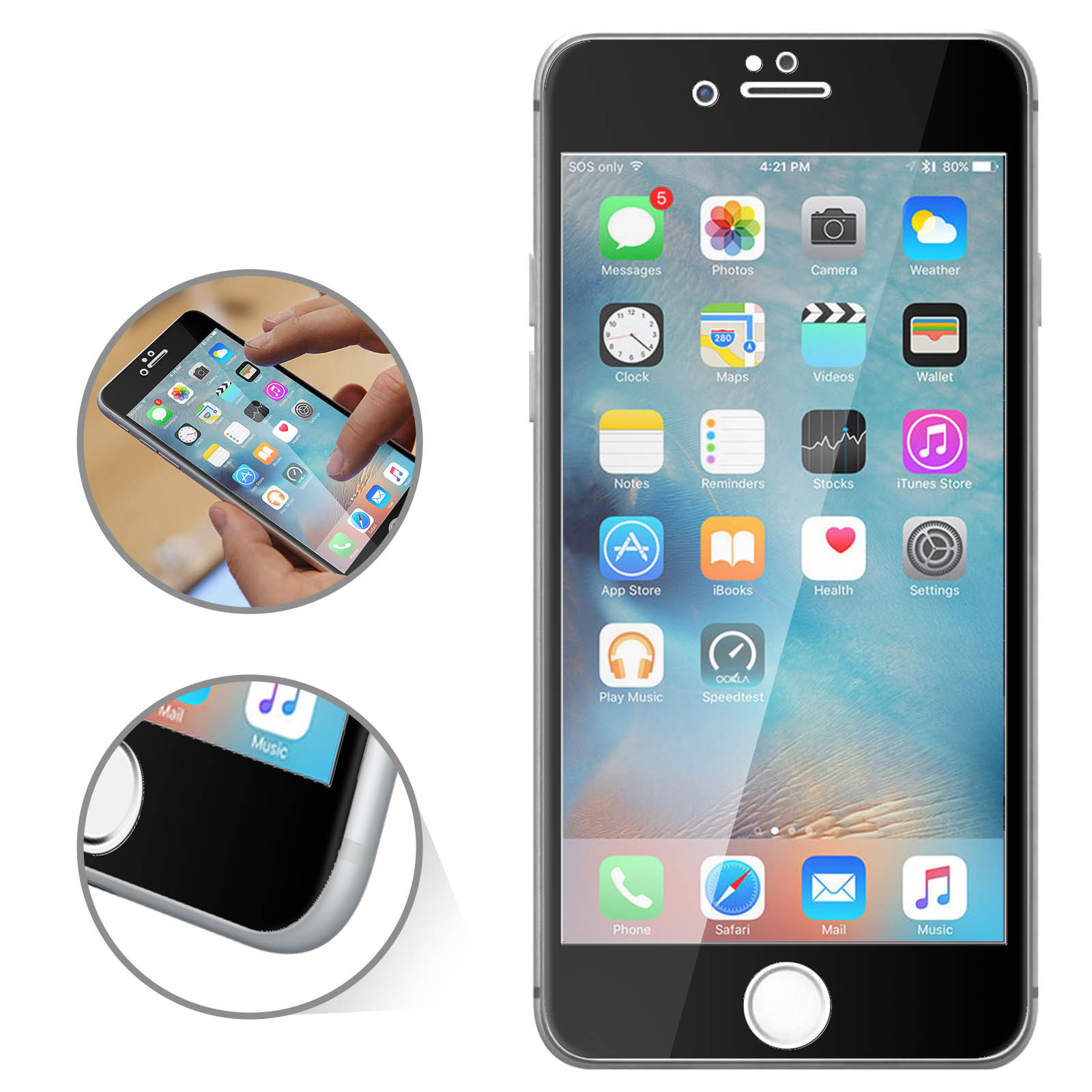 Full Glass V2 Vetro Protettivo Per IPhone 6/6s Plus – 9H, 0.3mm, Nero